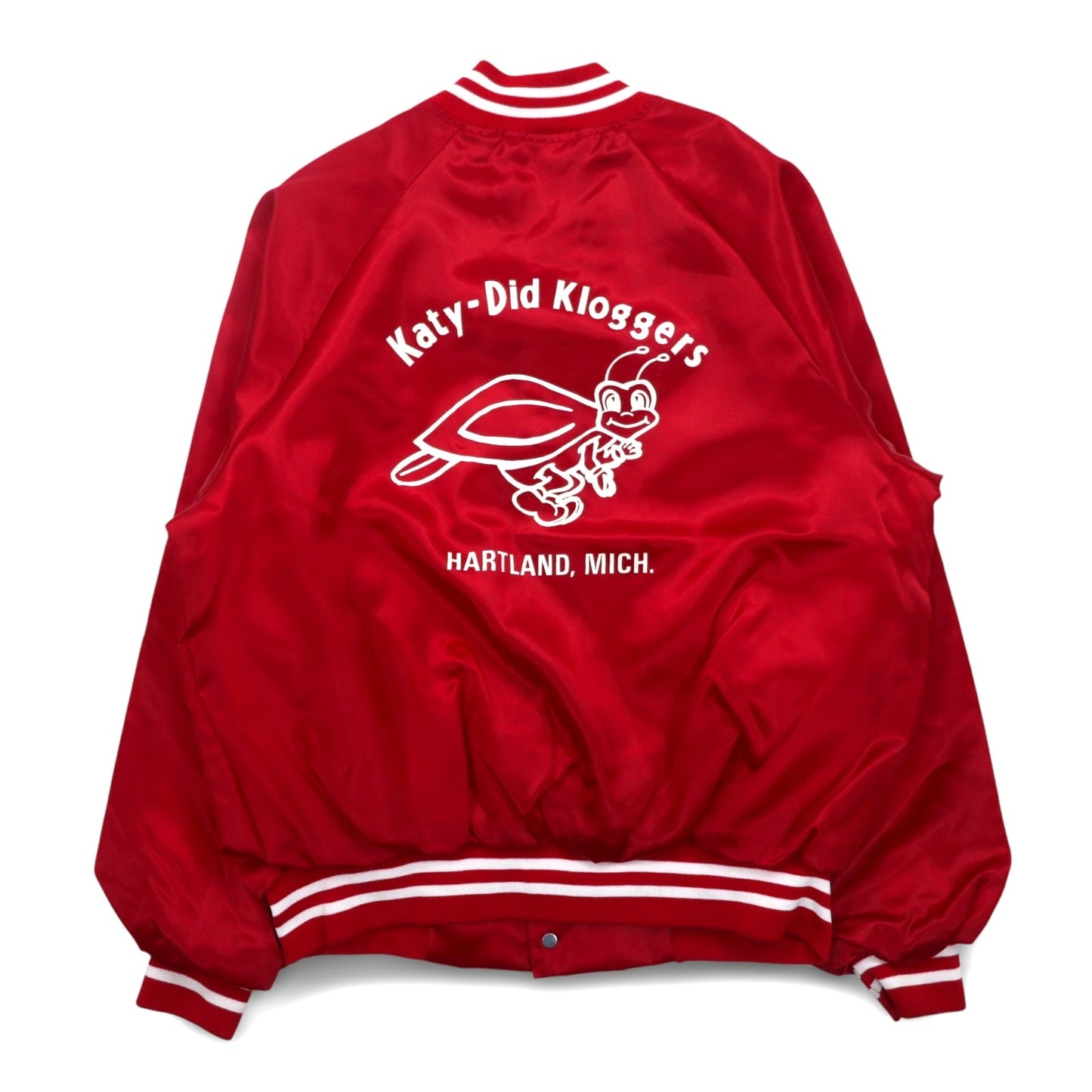 USA製 90年代 HARTWELL JACKETS スタジャン L レッド ナイロン バックプリント Katy-Did Kloggers