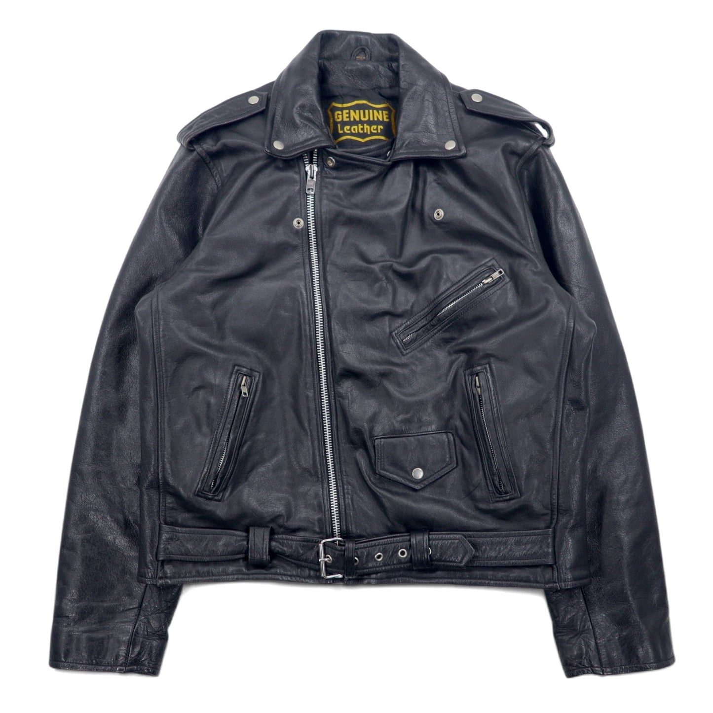 パキスタン製 90年代 パキジャン ダブルライダース レザージャケット XL ブラック GENUINE Leather レザー キルティングライナー