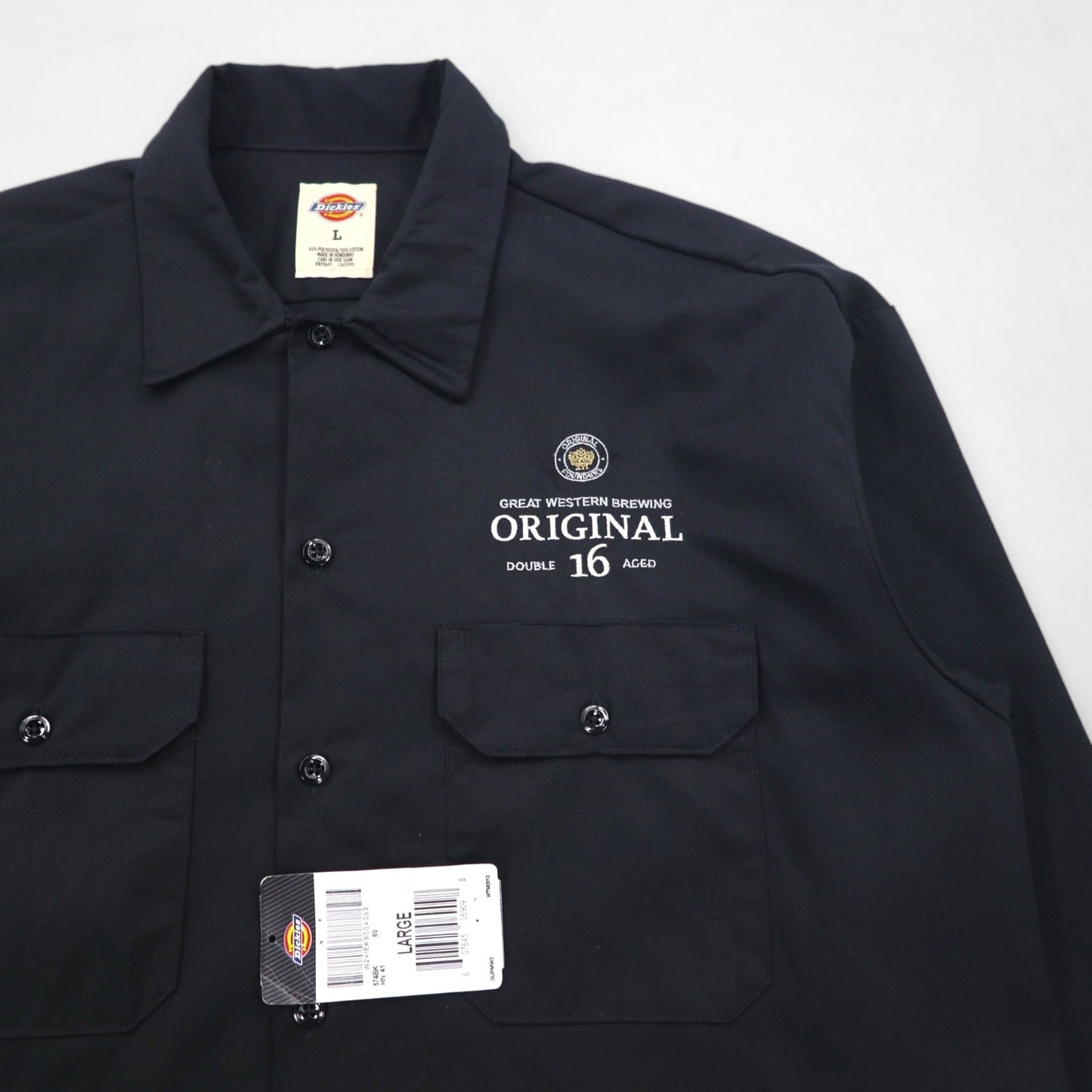Dickies ワークシャツ L ブラック ポリエステル コットン ポケット 574BK ホンジュラス製 未使用品