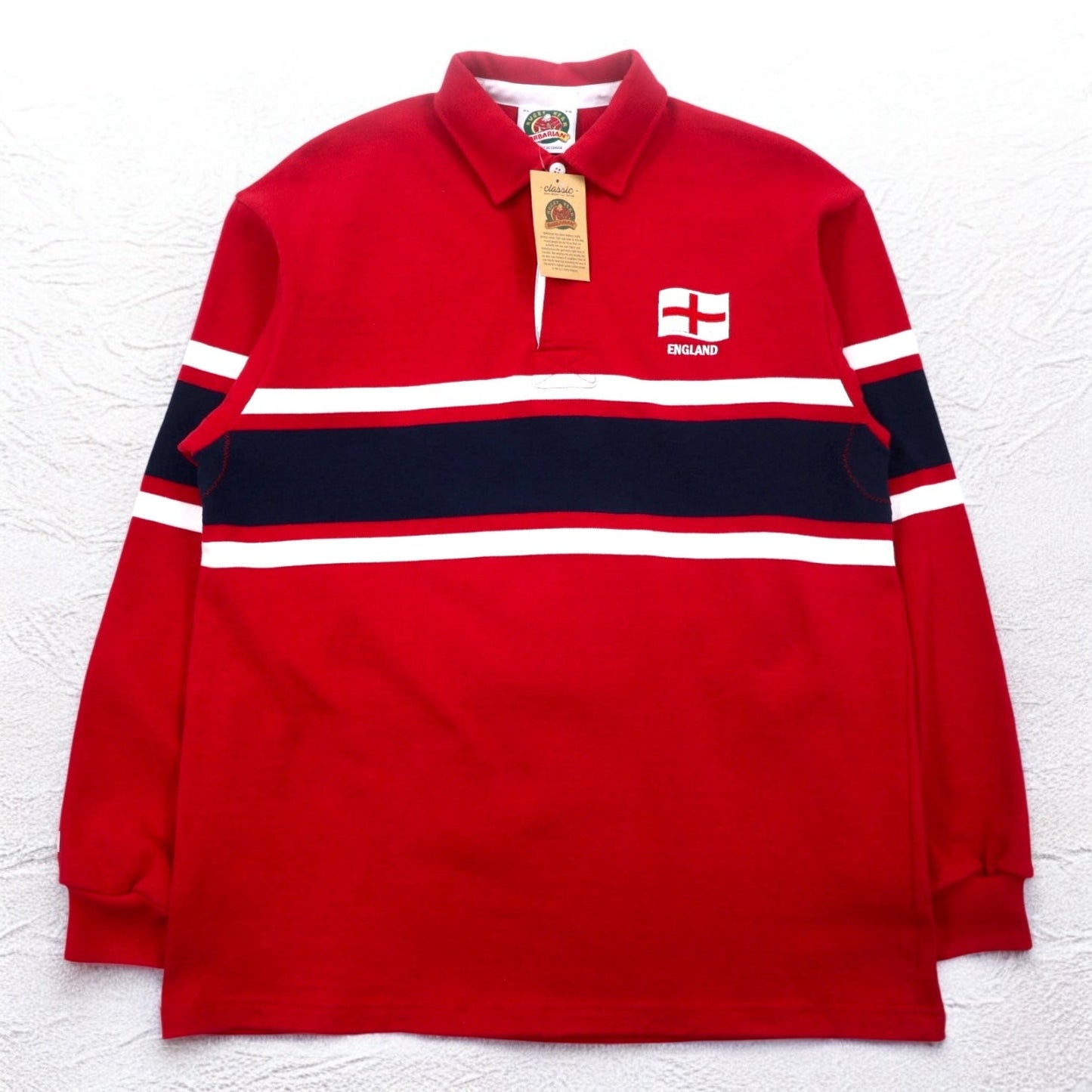BARBARIAN カナダ製 ラガーシャツ XL レッド コットン ENGLAND 未使用品