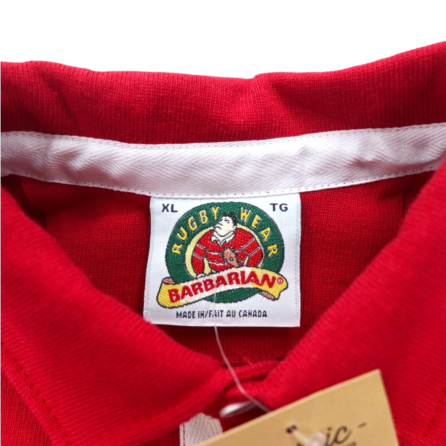 BARBARIAN カナダ製 ラガーシャツ XL レッド コットン ENGLAND 未使用品