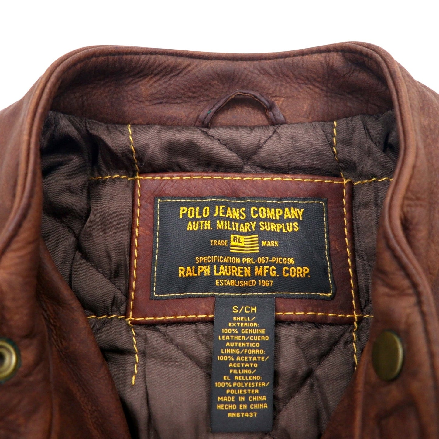 POLO JEANS COMPANY RALPH LAUREN 90年代 ヴィンテージ シングル ライダース レザージャケット L ブラウン キルティングライナー