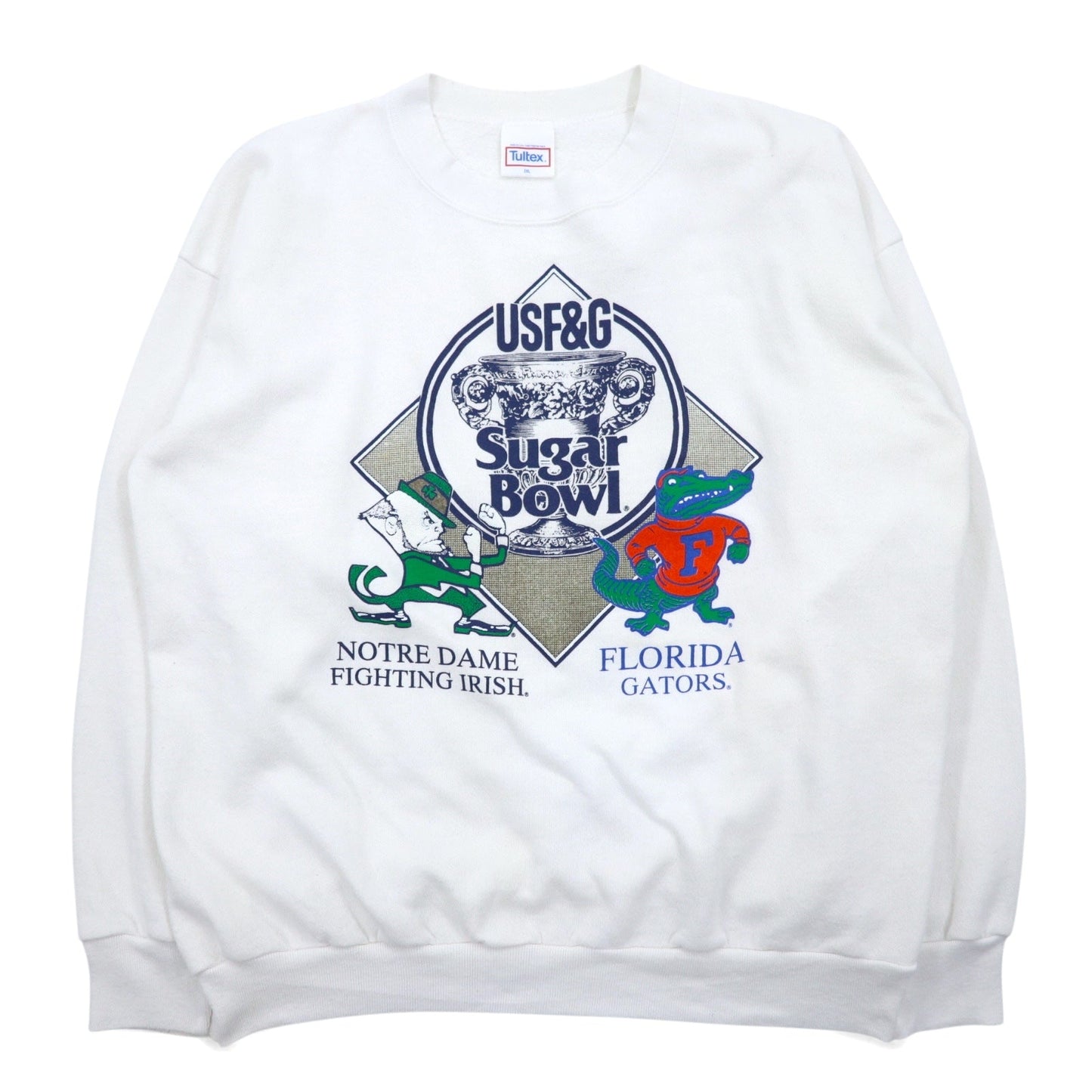 USA製 90年代 Tultex プリントスウェット 2XL ホワイト コットン USF&F Sugar Bowl