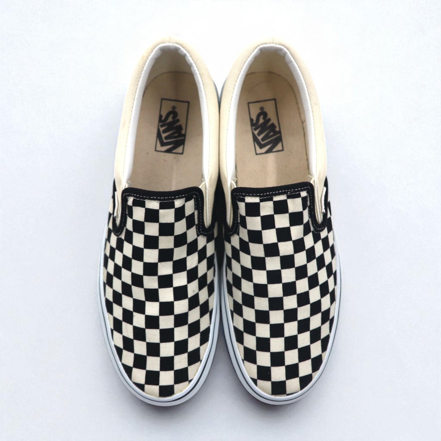 VANS スリッポン SLIP-ON チェッカーフラッグ スニーカー 27.5cm ホワイト ブラック キャンバス V98CLA