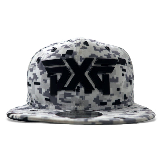 NEW ERA × PXG ベースボールキャップ ONE スナップバック グレー デジタルカモ ポリエステル ロゴプレート FAIRWAY CAMO 9TWENTY CAP