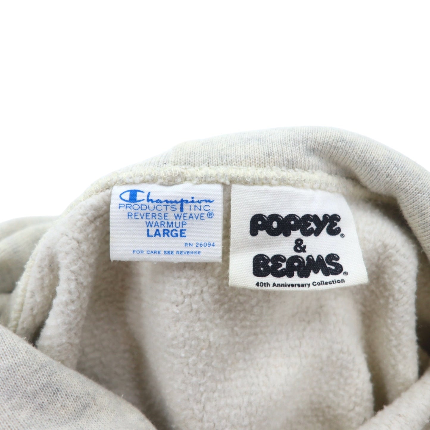 BEAMS × Champion × POPEYE リバースウィーブ REVERSE WEAVE プルオーバー パーカー L グレー コットン 40周年コラボ 青単タグ 復刻 C8-J124