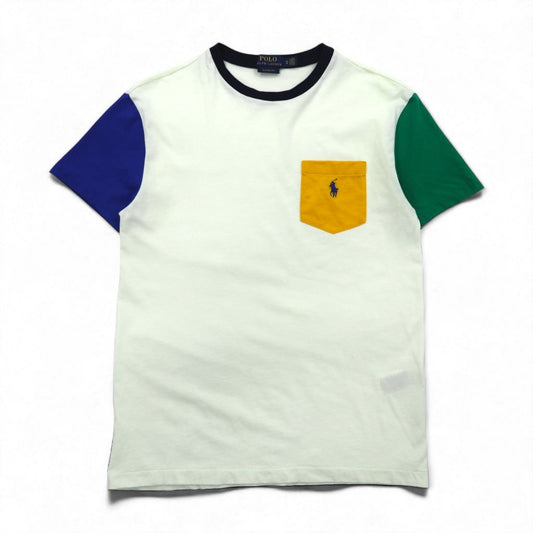 POLO RALPH LAUREN カラーブロック ポケット Tシャツ M ホワイト スモールポニー刺繍