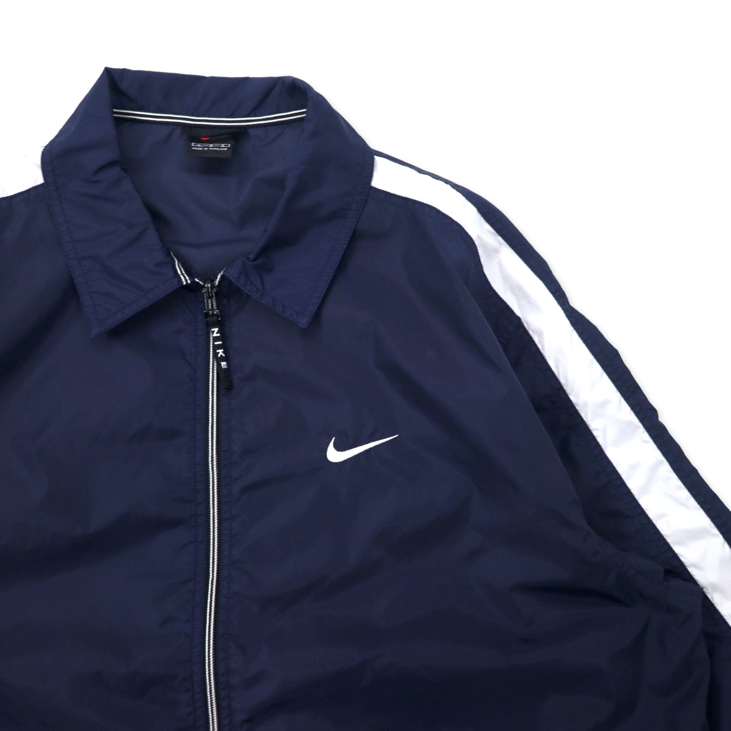 NIKE 90年代 ナイロンジャケット スポーツジャケット L ネイビー サイドライン スウォッシュロゴ 黒タグ ビッグサイズ