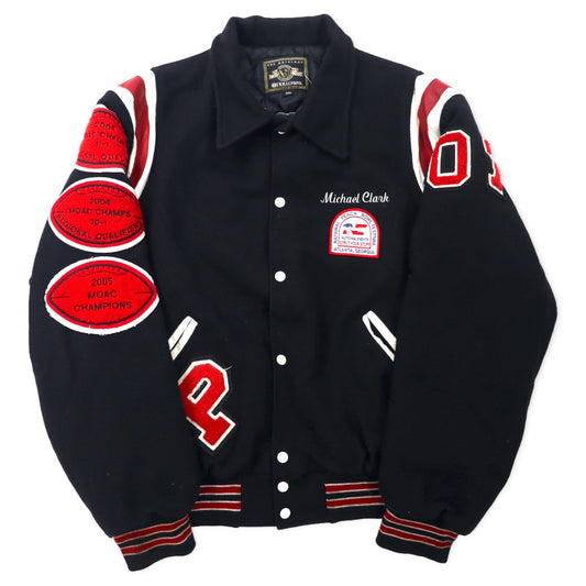 HOLLOWAY USA製 90年代 スタジャン 2XL ブラック ウール キルティングライナー ワッペン