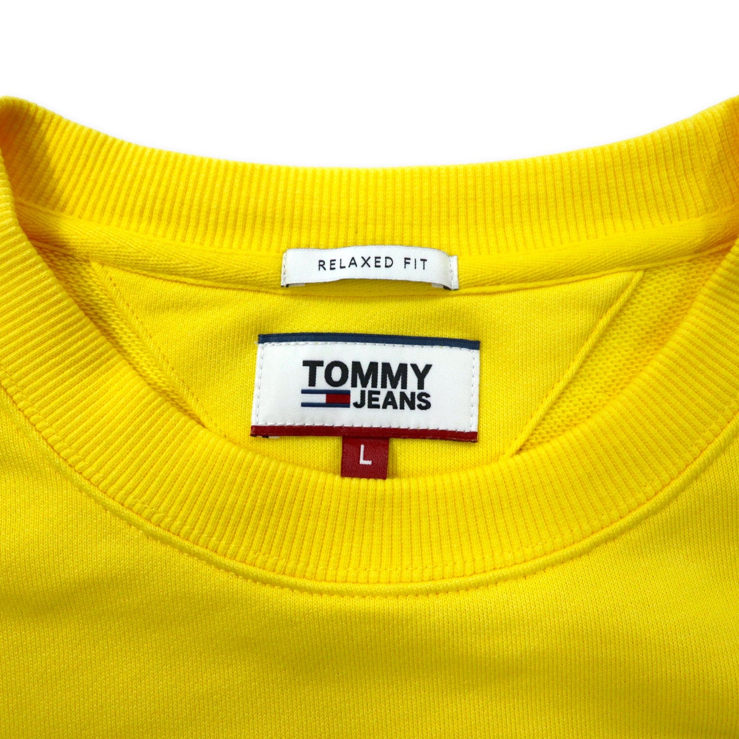 TOMMY JEANS クラシックロゴトレーナー スウェット L イエロー コットン RELAXED FIT ビッグサイズ DM0DM06261