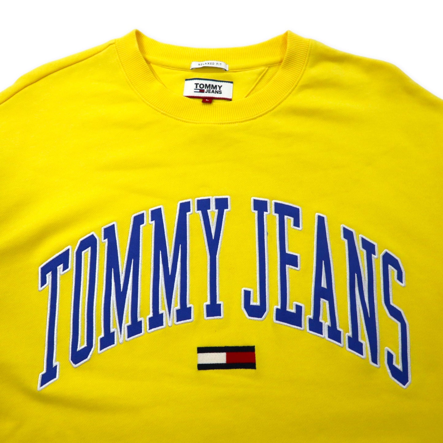 TOMMY JEANS クラシックロゴトレーナー スウェット L イエロー コットン RELAXED FIT ビッグサイズ DM0DM06261