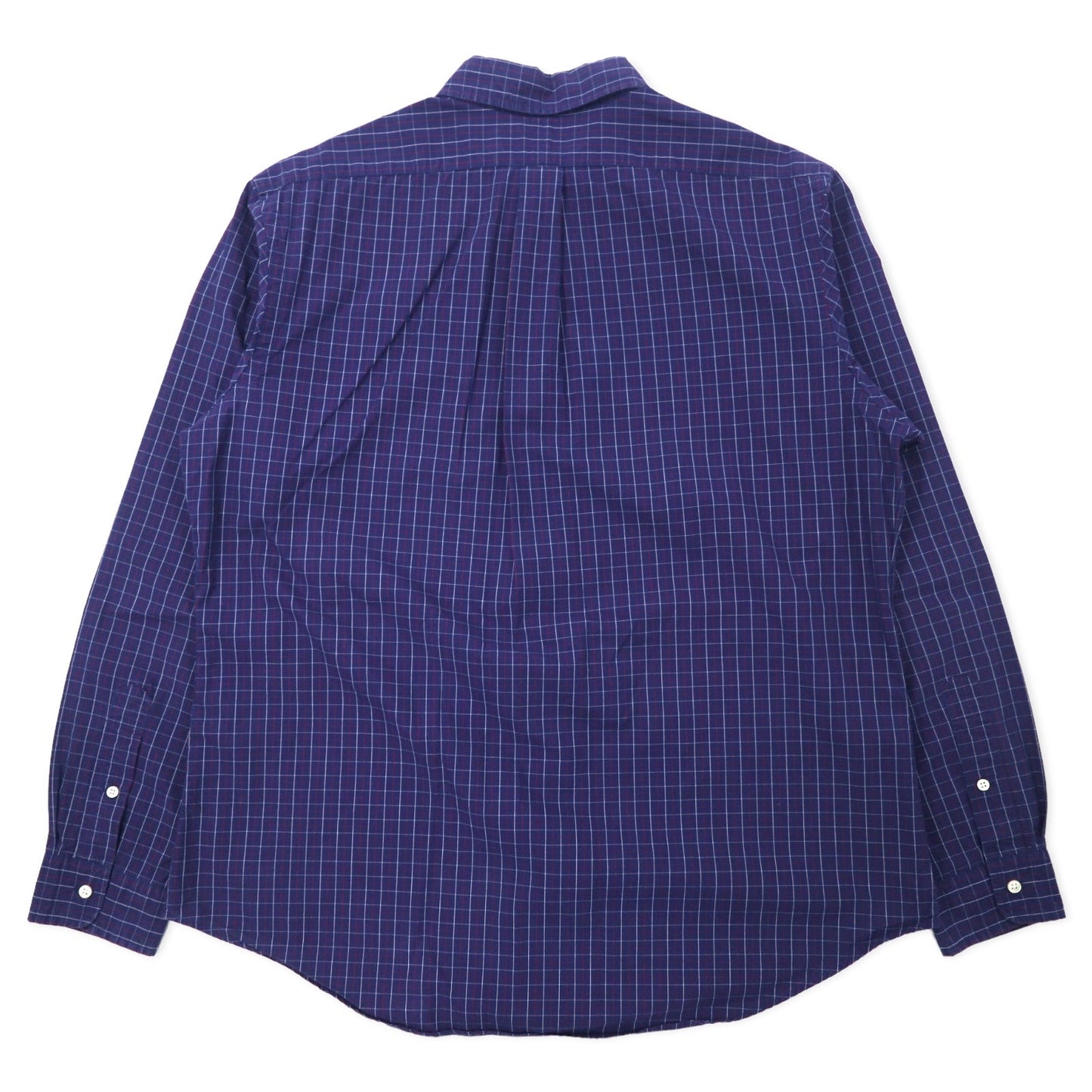 Ralph Lauren ウィンドペンチェック ボタンダウンシャツ XL ネイビー コットン CUSTOM FIT スモールポニー刺繍