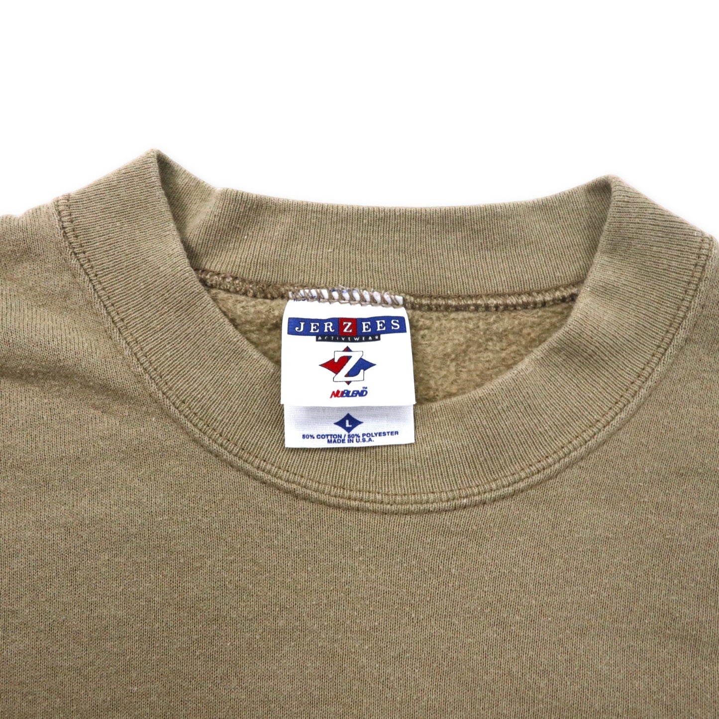 JERZEES USA製 90年代 ワンポイント 刺繍 スウェット L ベージュ コットン 裏起毛 U.S.ARMY CORPS OF ENGINEERS