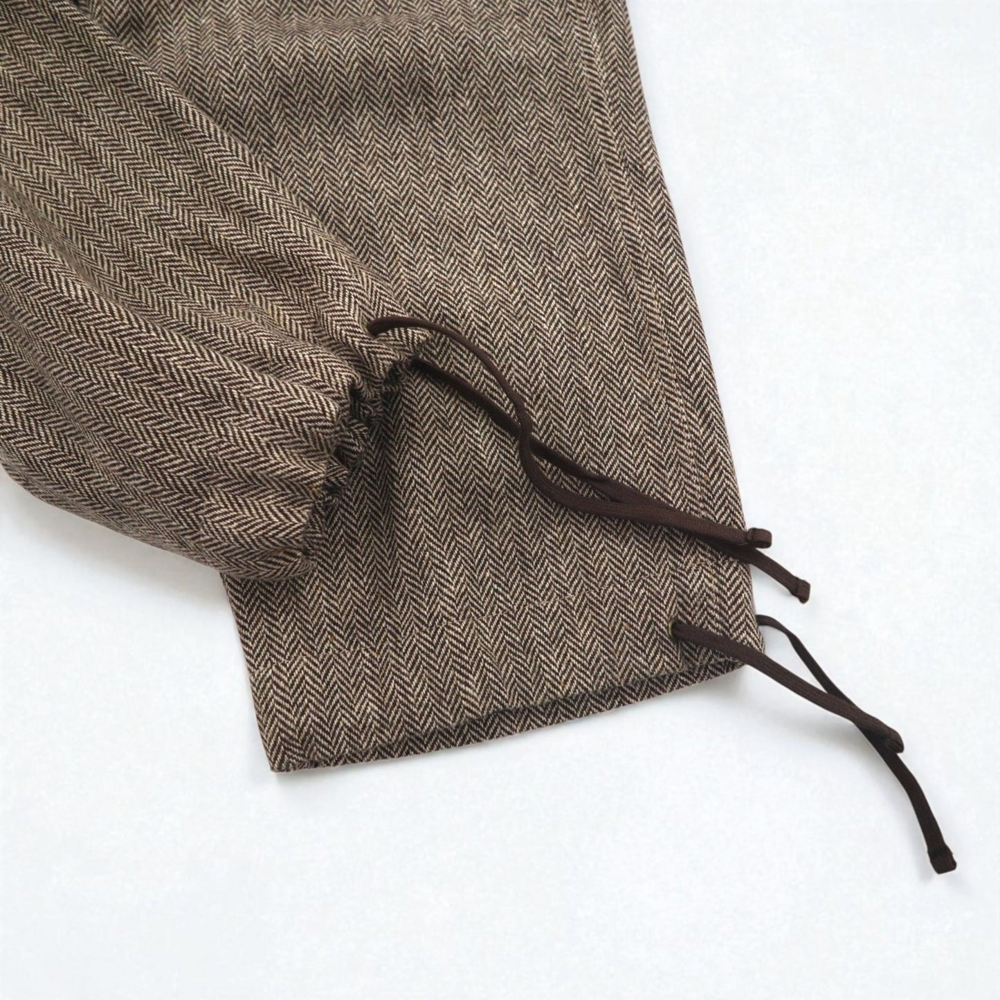 POLO JEANS COMPANY RALPH LAUREN 90年代 ワイド クロップド ツイード パンツ トラウザーズ M ブラウン ウール ヘリンボーン CITY TWEED 未使用品