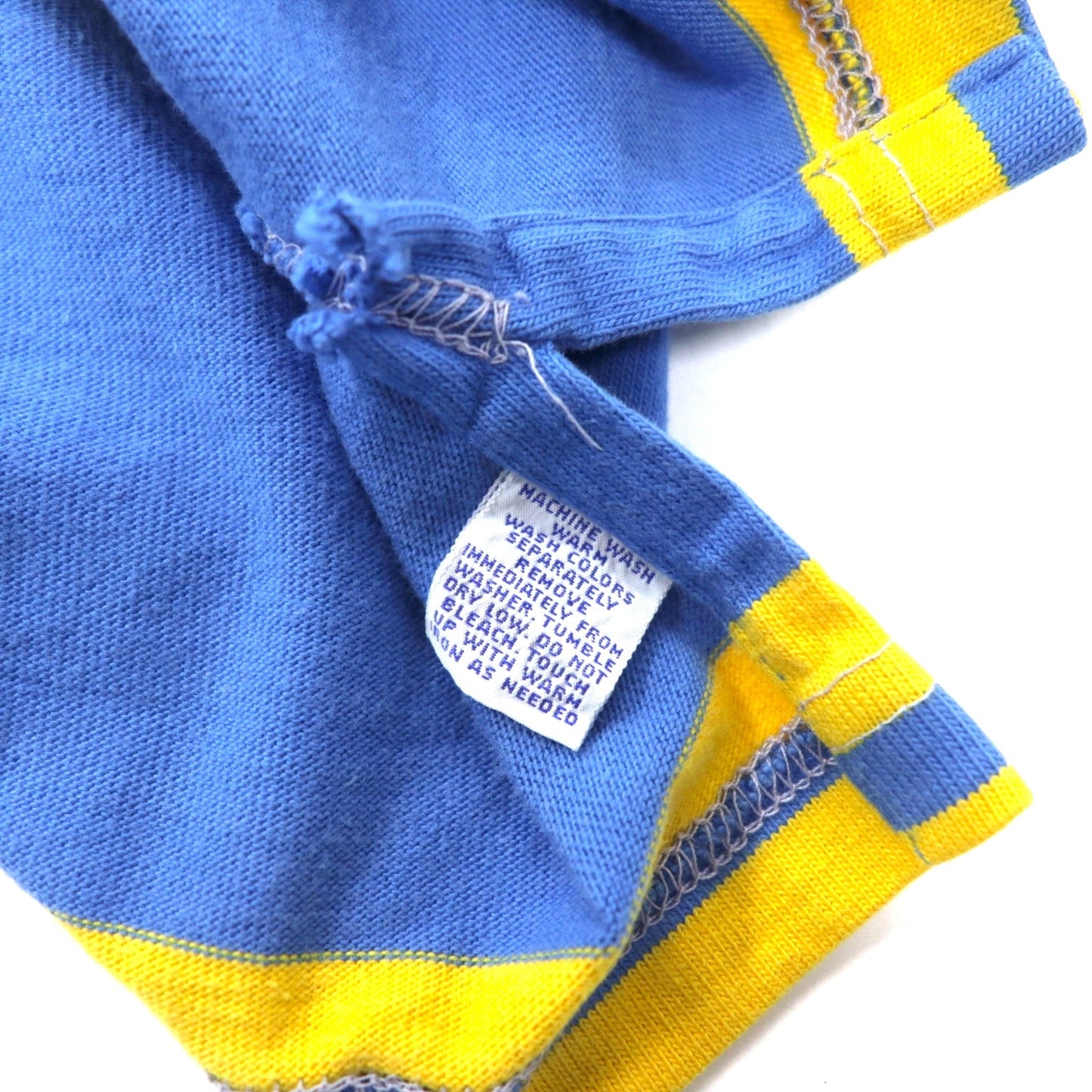 Polo by Ralph Lauren USA製 ボーダー ラガーシャツ L ブルー イエロー コットン スモールポニー刺繍