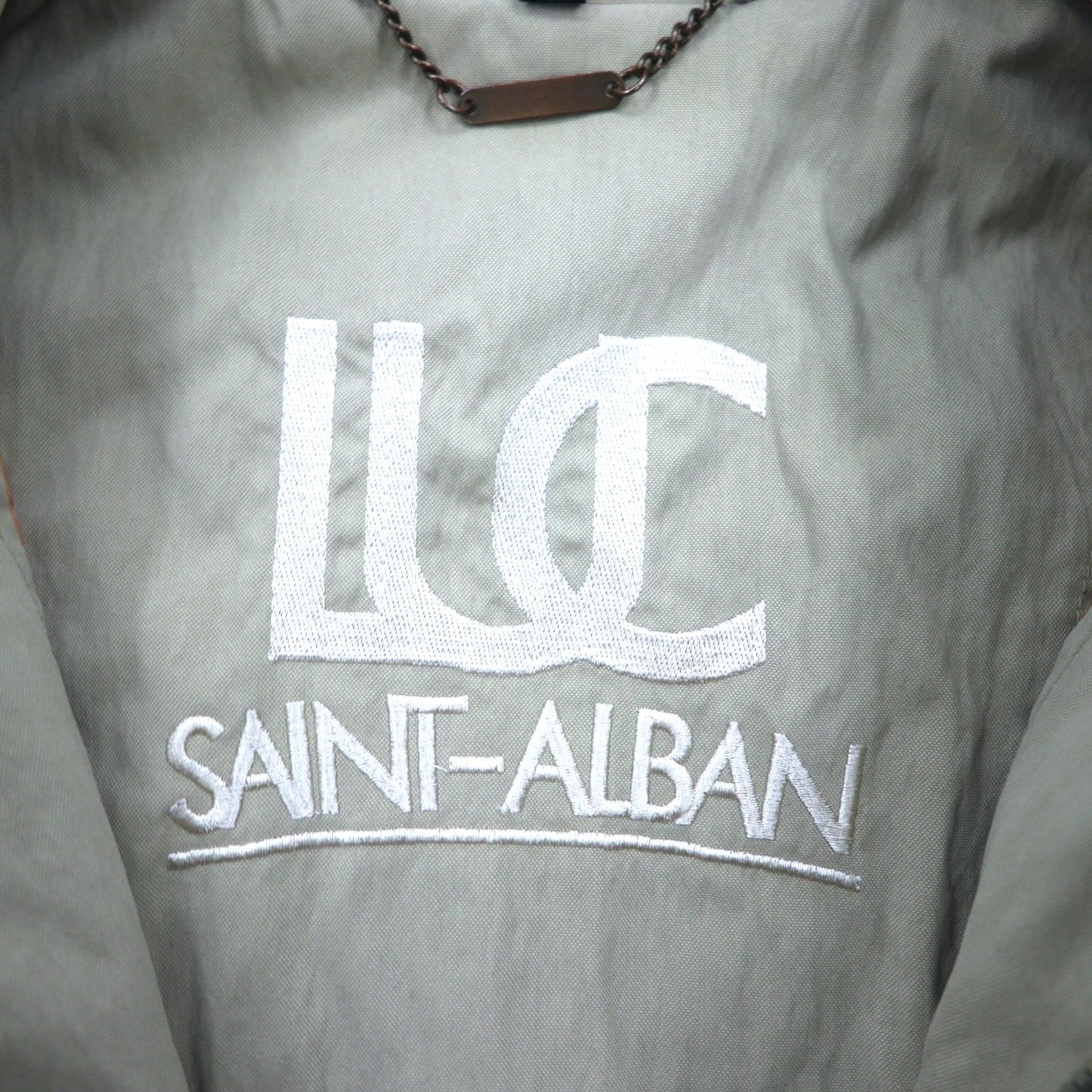 90年代 LUC SAINT ALBAN ハンティングジャケット カバーオール L ベージュ 襟コーデュロイ エルボーパッチ