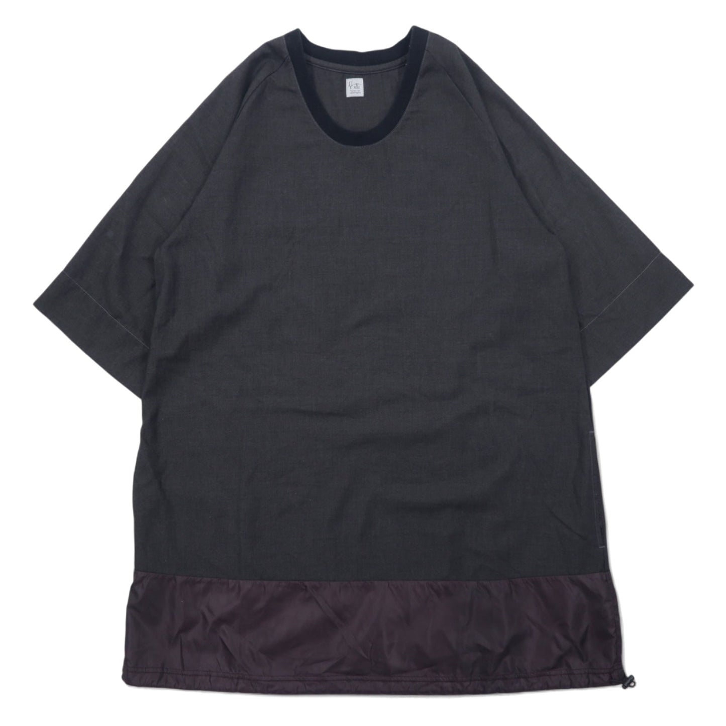 RYU ポンチョシャツ ドローコード Tシャツ FREE グレー ポリエステル レーヨン 異素材切り替え 日本製