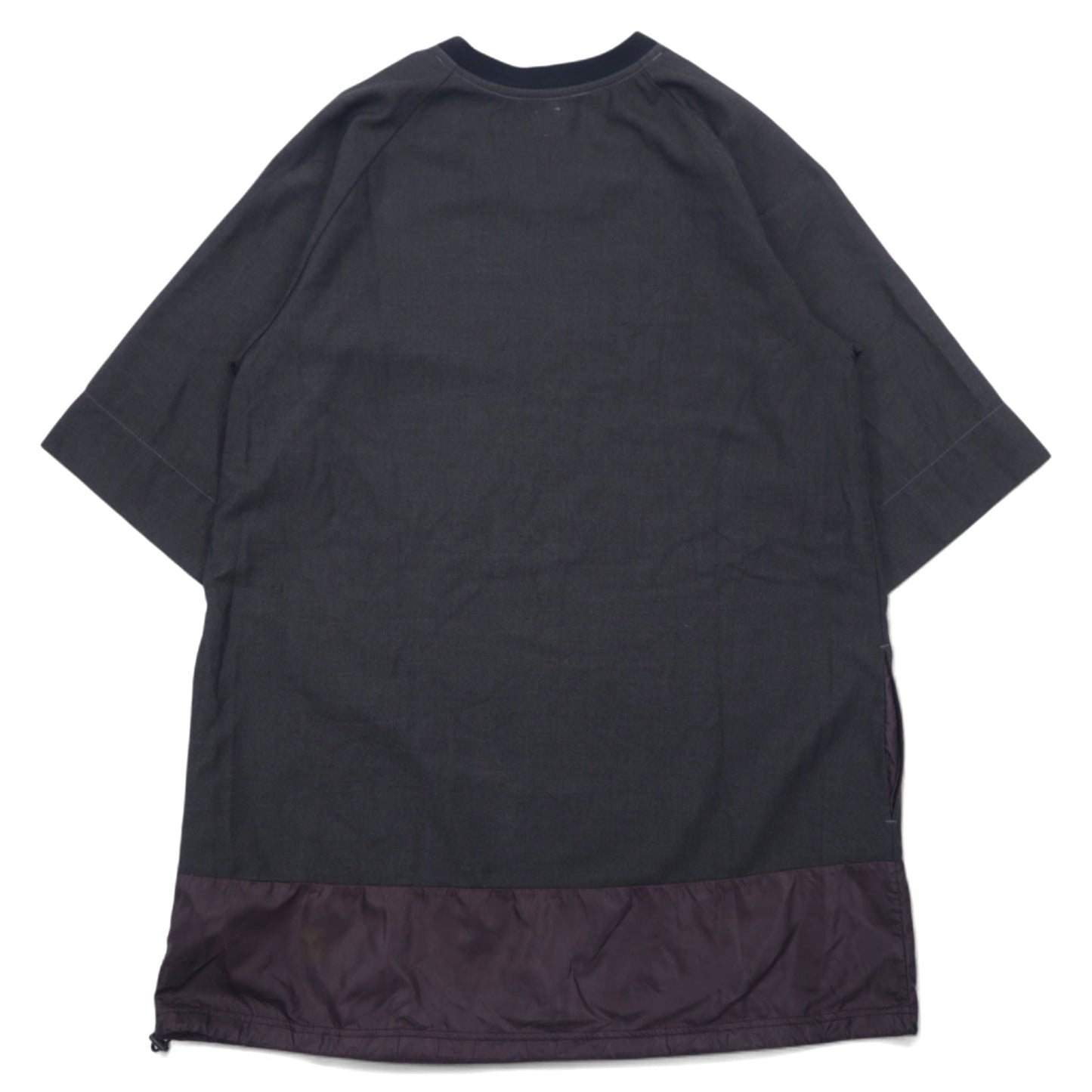 RYU ポンチョシャツ ドローコード Tシャツ FREE グレー ポリエステル レーヨン 異素材切り替え 日本製