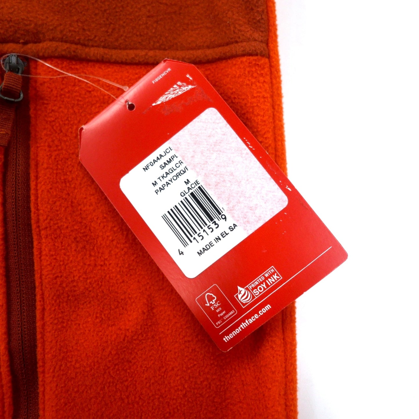 THE NORTH FACE フルジップ フリースジャケット M オレンジ ポリエステル ワンポイントロゴ刺繍 NF0A48KDEL9 エルサルバドル製 未使用品