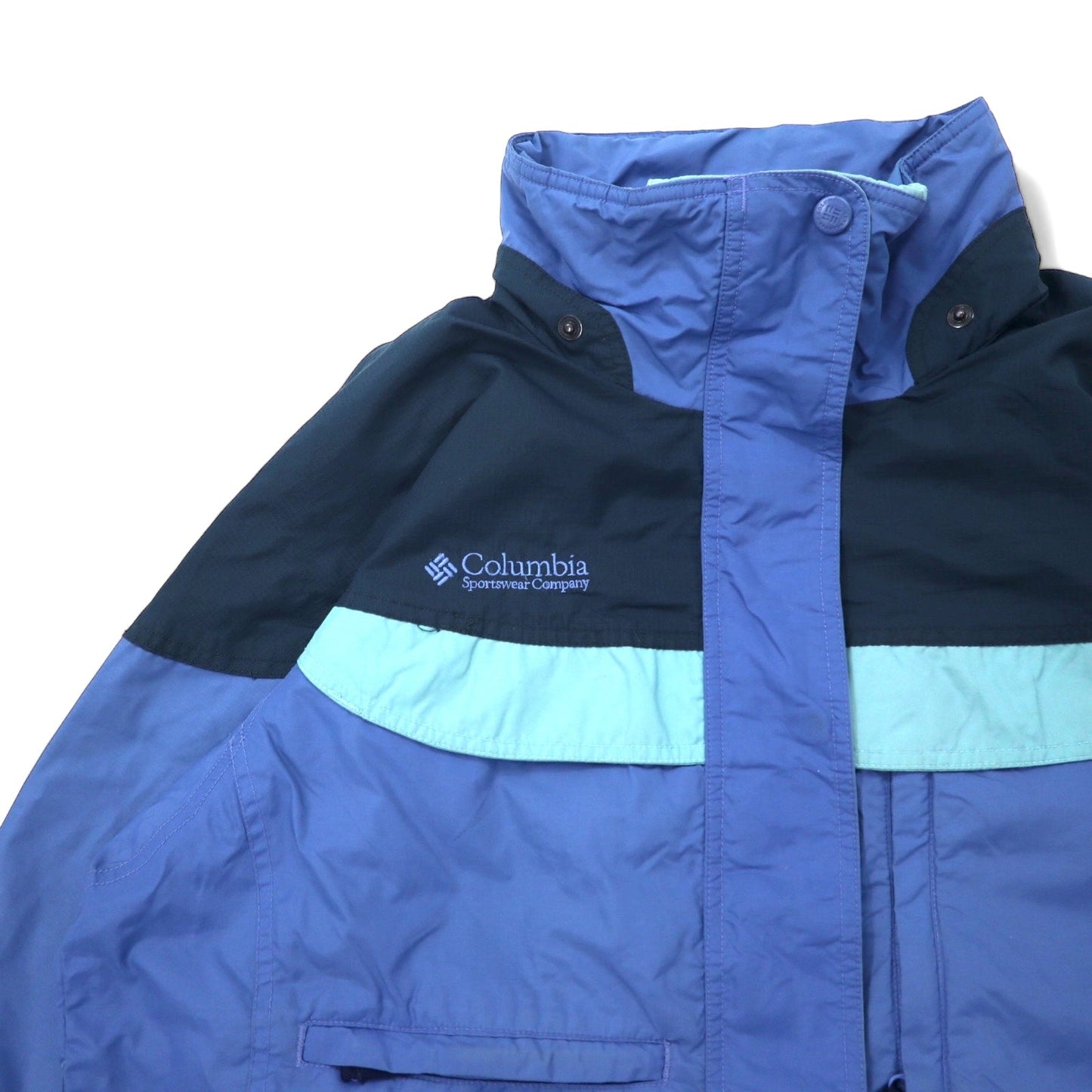 Columbia 90年代 セーリングジャケット L ブルー ナイロン 防水 ドローコード ジップインジップ搭載 Boulder Ridge SL7105
