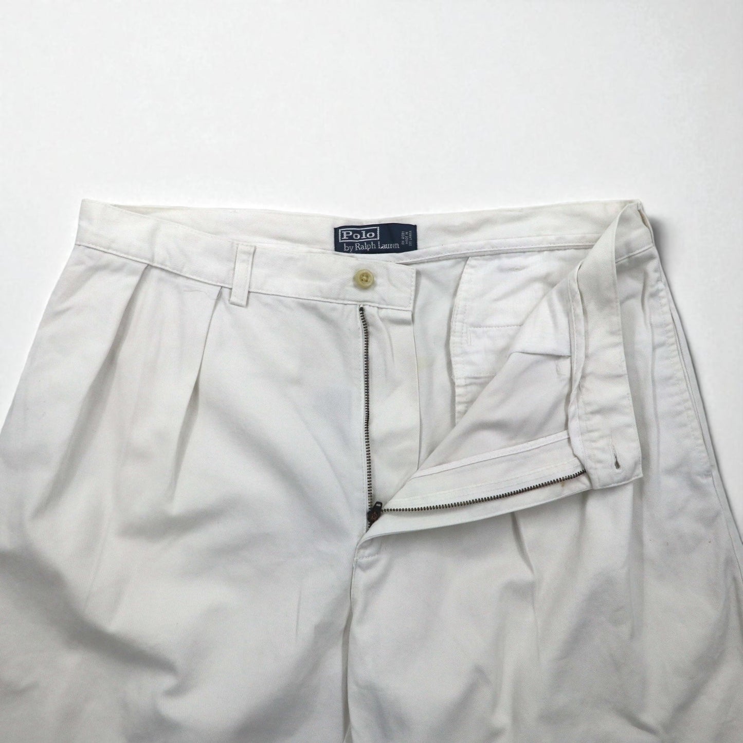 Polo by Ralph Lauren 90年代 ポロチノ TYLER FIT 2タック ショートパンツ ハーフパンツ L ベージュ コットン