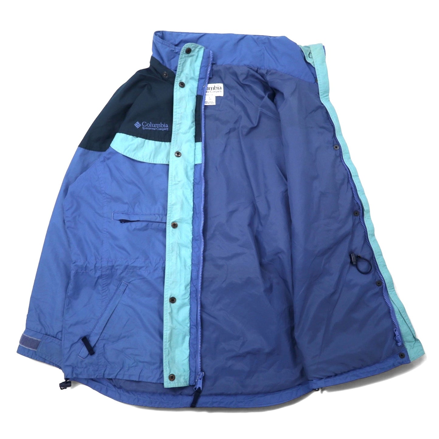 Columbia 90年代 セーリングジャケット L ブルー ナイロン 防水 ドローコード ジップインジップ搭載 Boulder Ridge SL7105