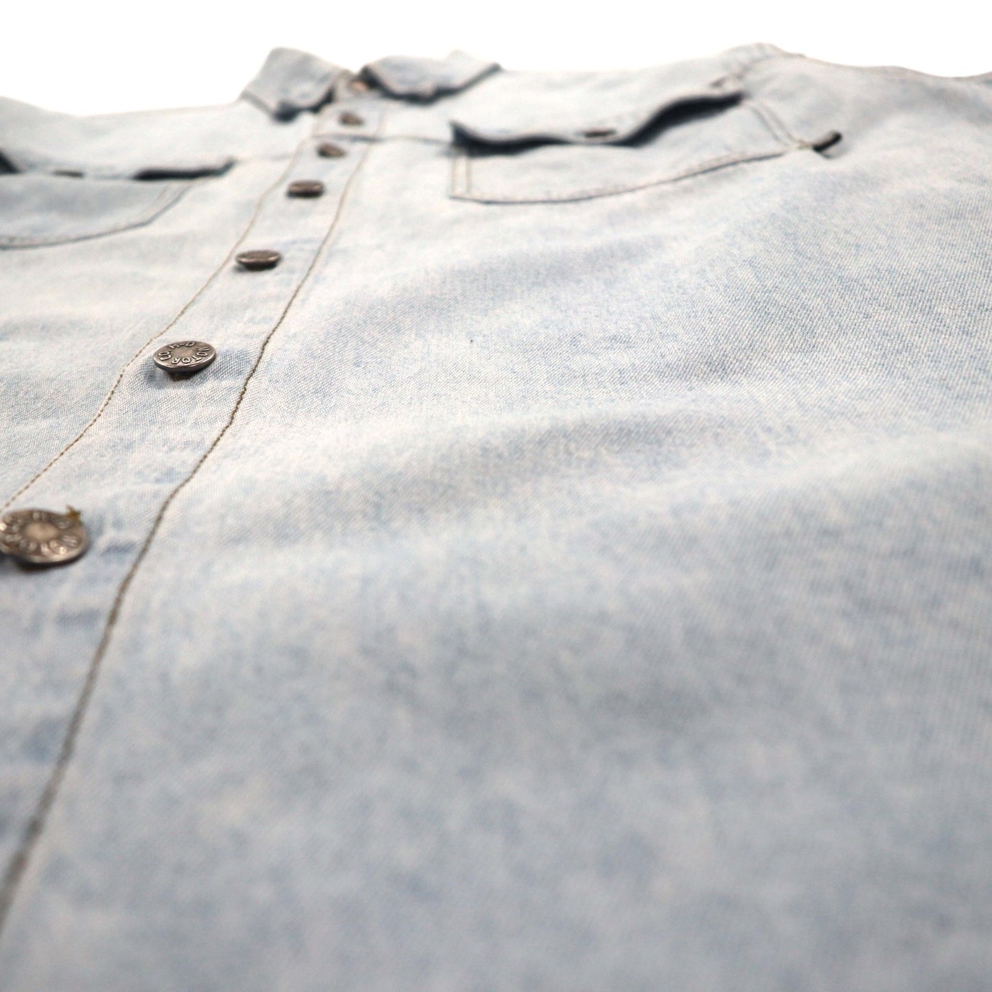 HARLEY DAVIDSON アイスウォッシュ デニムシャツ L ライトブルー コットン バックロゴ刺繍