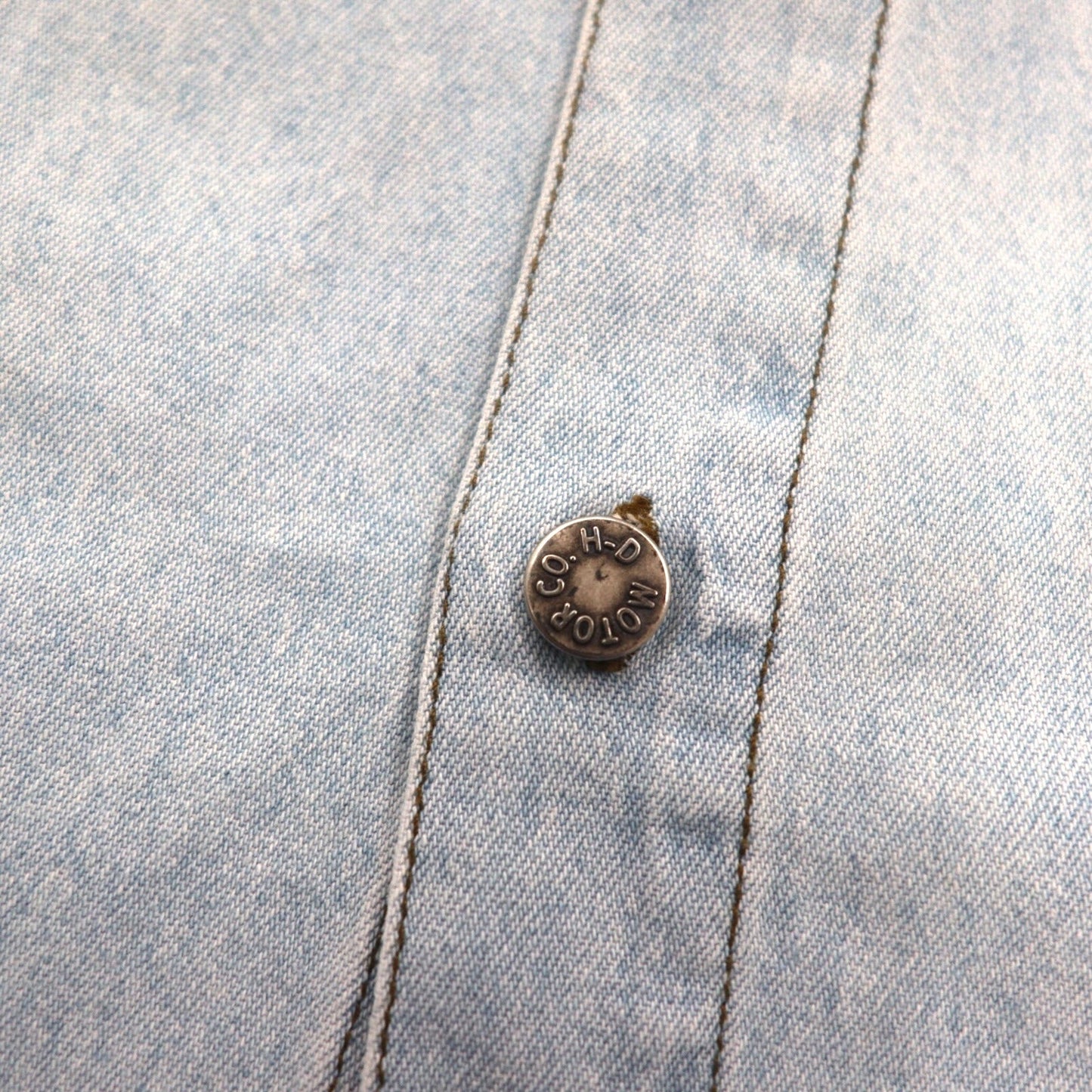 HARLEY DAVIDSON アイスウォッシュ デニムシャツ L ライトブルー コットン バックロゴ刺繍