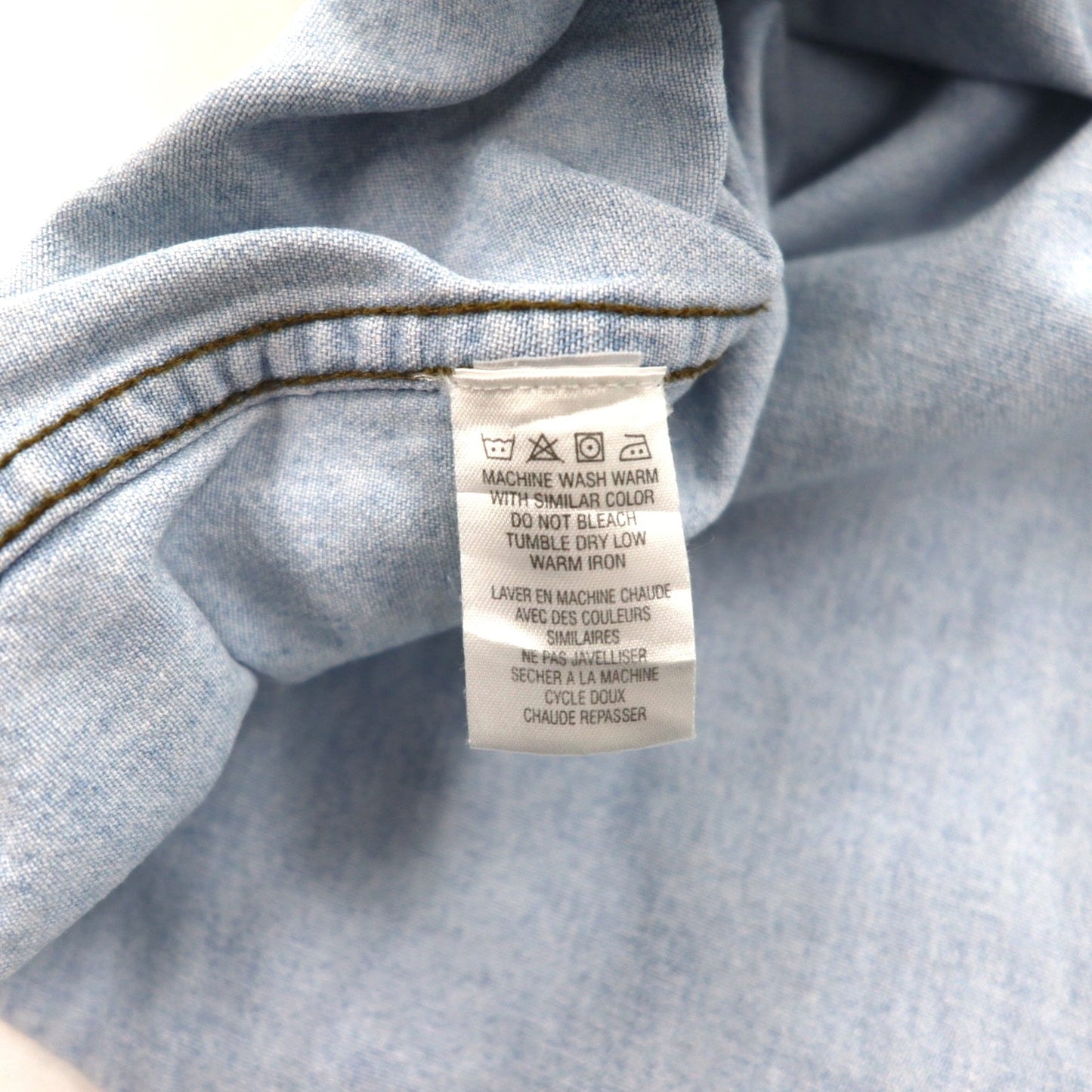 HARLEY DAVIDSON アイスウォッシュ デニムシャツ L ライトブルー コットン バックロゴ刺繍