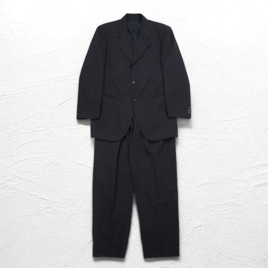 STUDIO by D'URBAN 80年代 3B スーツ セットアップ XL グレー ストライプ ウール 日本製