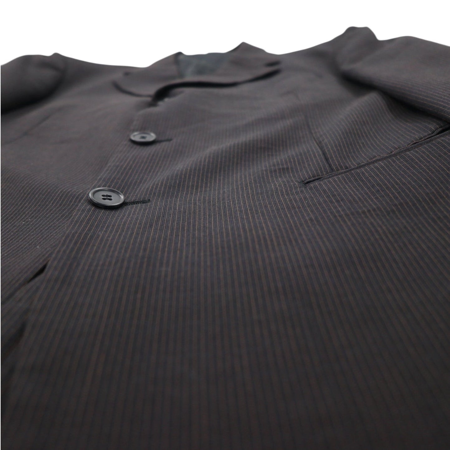 STUDIO by D'URBAN 80年代 3B スーツ セットアップ XL グレー ストライプ ウール 日本製