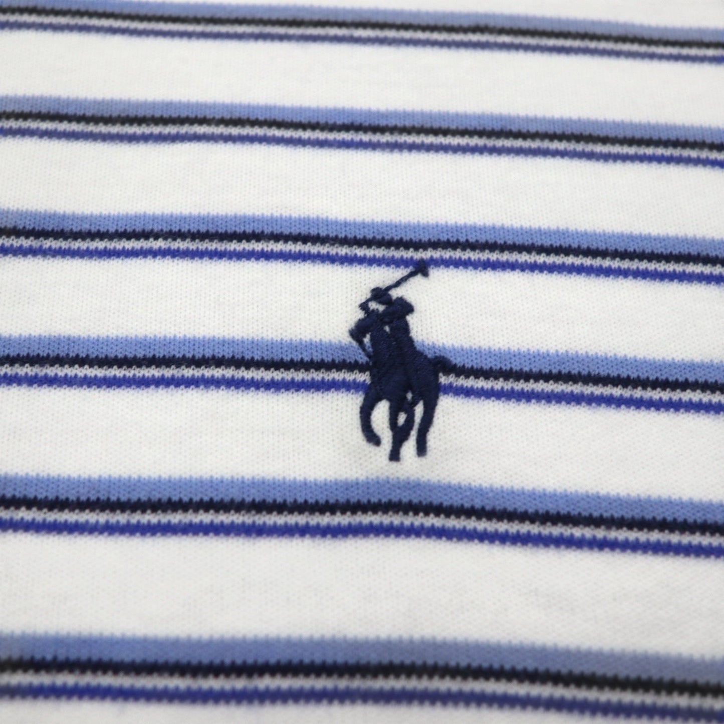 Polo by Ralph Lauren 90年代 ボーダー ポロシャツ L ホワイト ブルー コットン スモールポニー刺繍