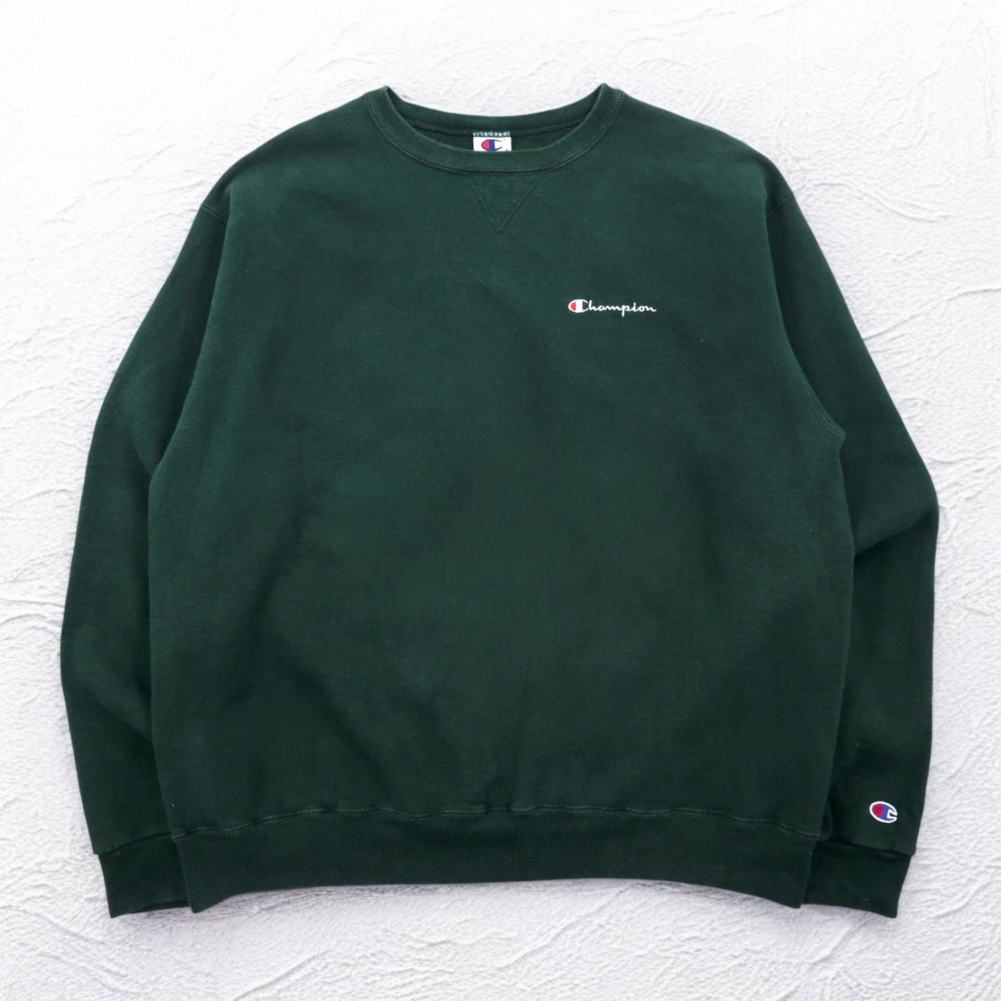 Champion 90年代 USA製 刺繍タグ クルーネック スウェット XL グリーン ワンポイントロゴ刺繍