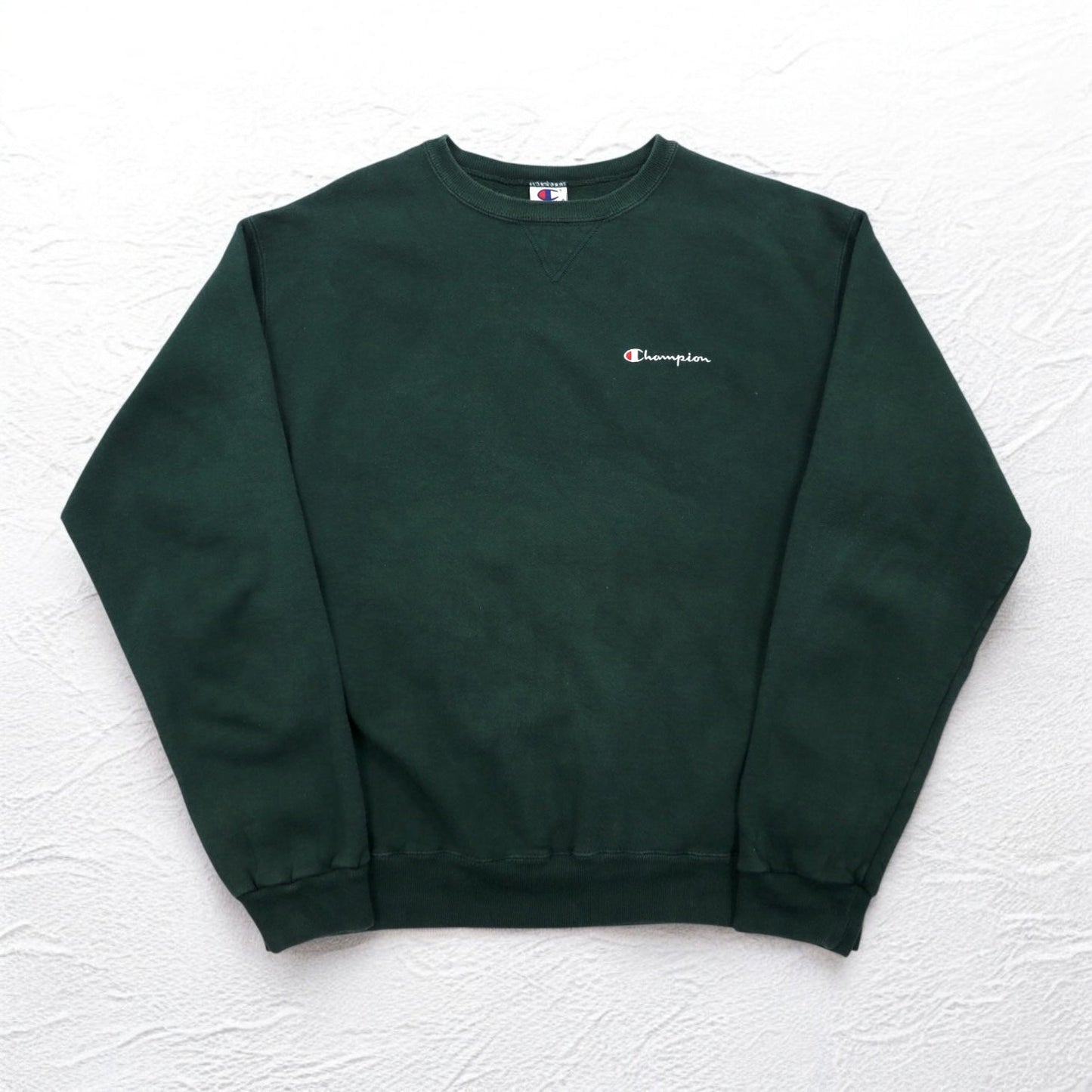 Champion 90年代 USA製 刺繍タグ クルーネック スウェット XL グリーン ワンポイントロゴ刺繍