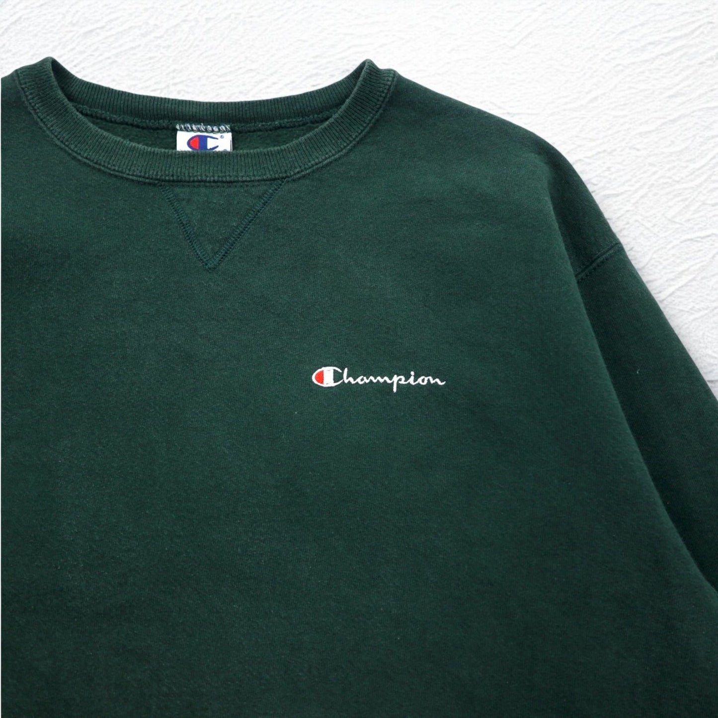 Champion 90年代 USA製 刺繍タグ クルーネック スウェット XL グリーン ワンポイントロゴ刺繍