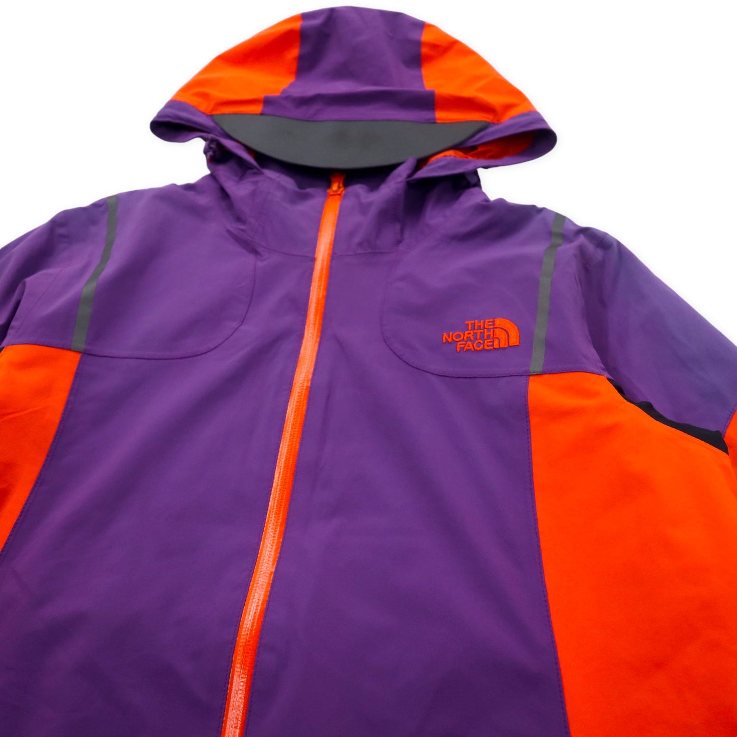 THE NORTH FACE ソフトシェルパーカー M パープル オレンジ ナイロン HYVENT 防水 透湿 ロゴ刺繍 止水ジップ