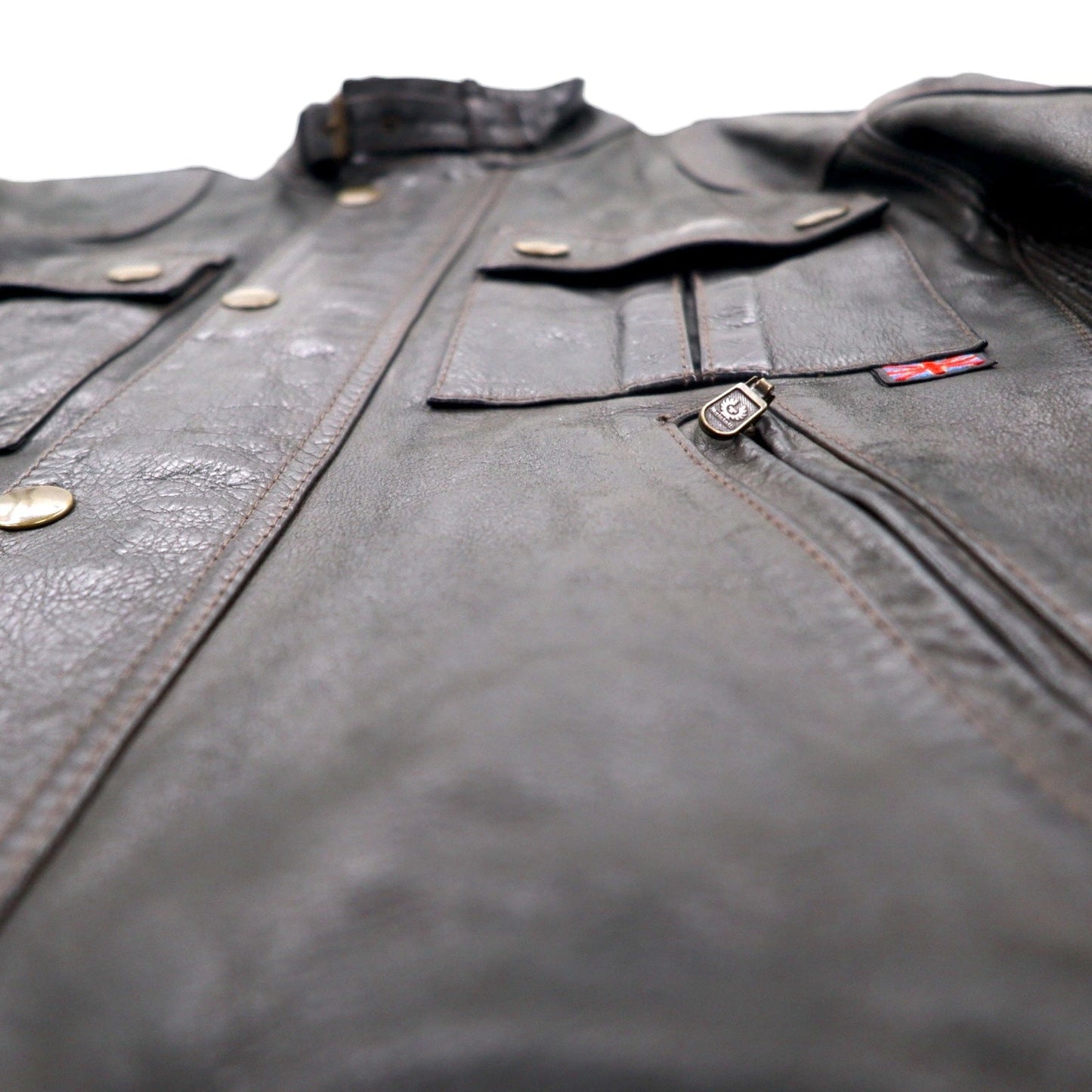 Belstaff イタリア製 ギャングスター ハンドワックス レザー モーターサイクルジャケット ライダース M ブラウン