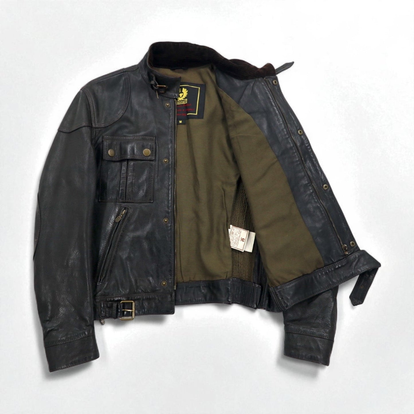 Belstaff イタリア製 ギャングスター ハンドワックス レザー モーターサイクルジャケット ライダース M ブラウン