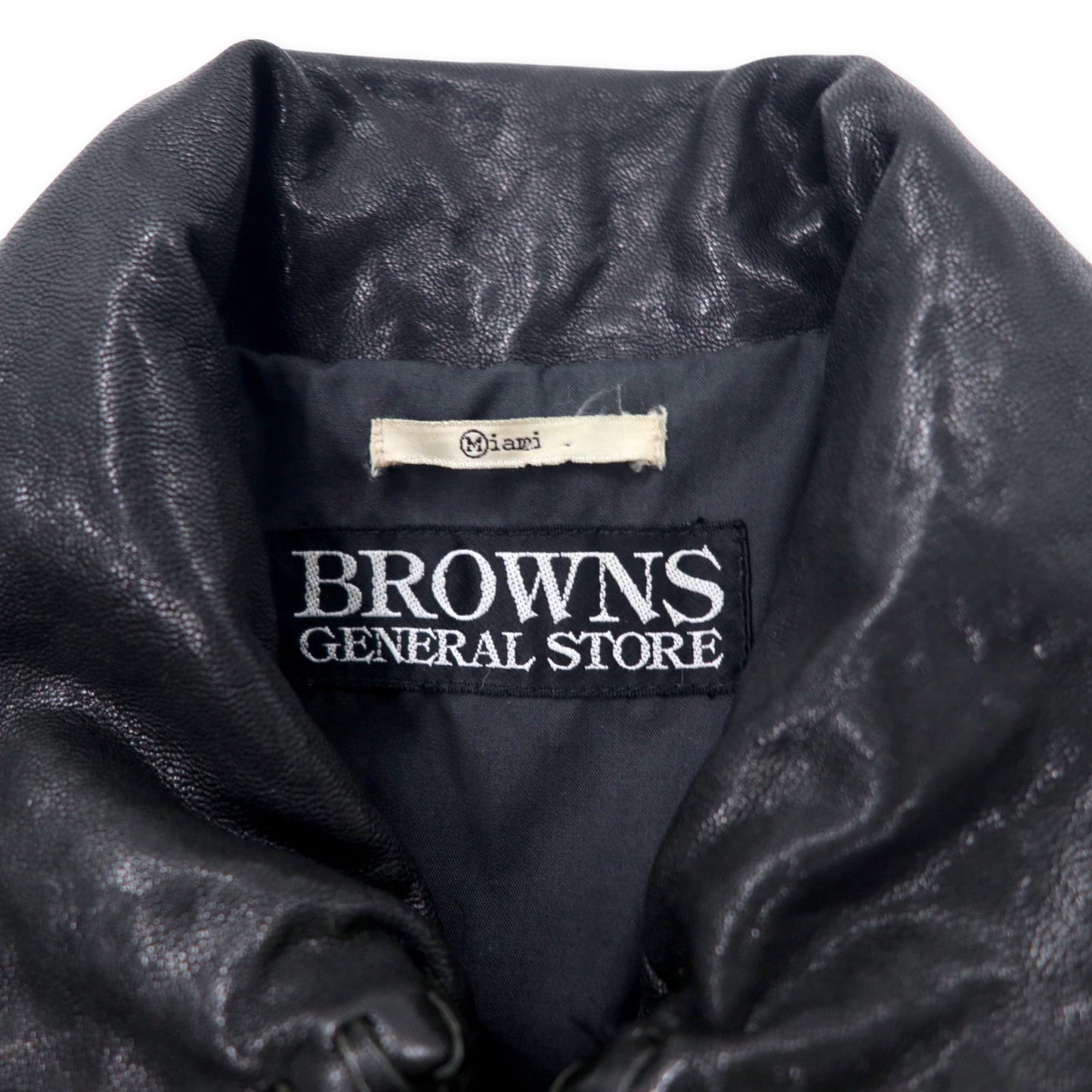 BROWNS GENERAL STORE ゴートレザー ライダースジャケット M ブラック 山羊革 コンチョボタン