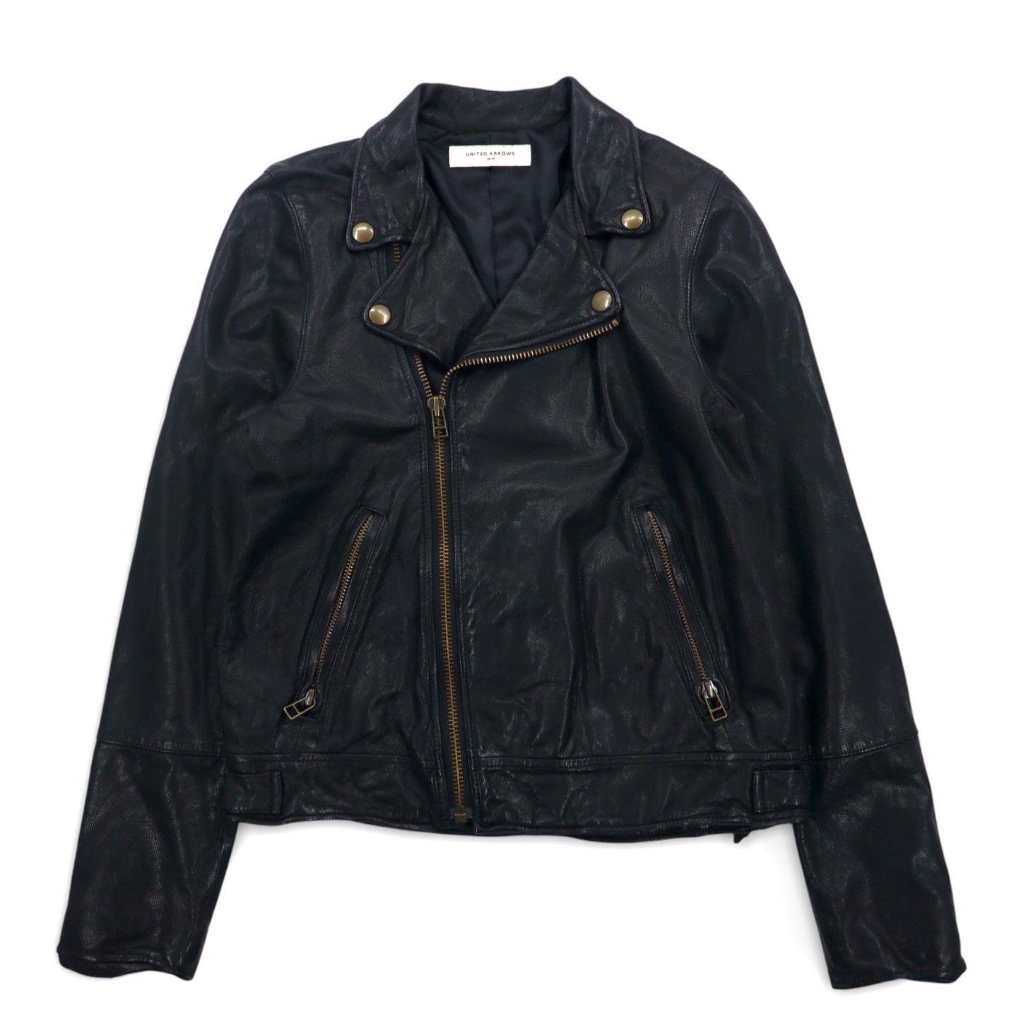 UNITED ARROWS ゴートスキン ダブル ライダースジャケット レザージャケット S ブラック 山羊革 1525-136-2584