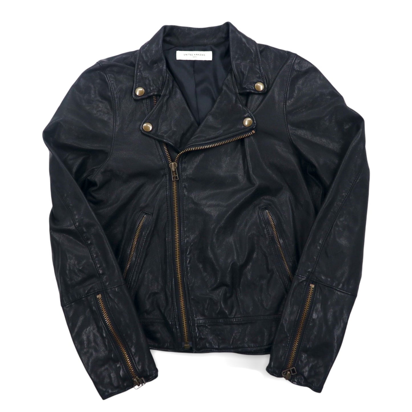 UNITED ARROWS ゴートスキン ダブル ライダースジャケット レザージャケット S ブラック 山羊革 1525-136-2584