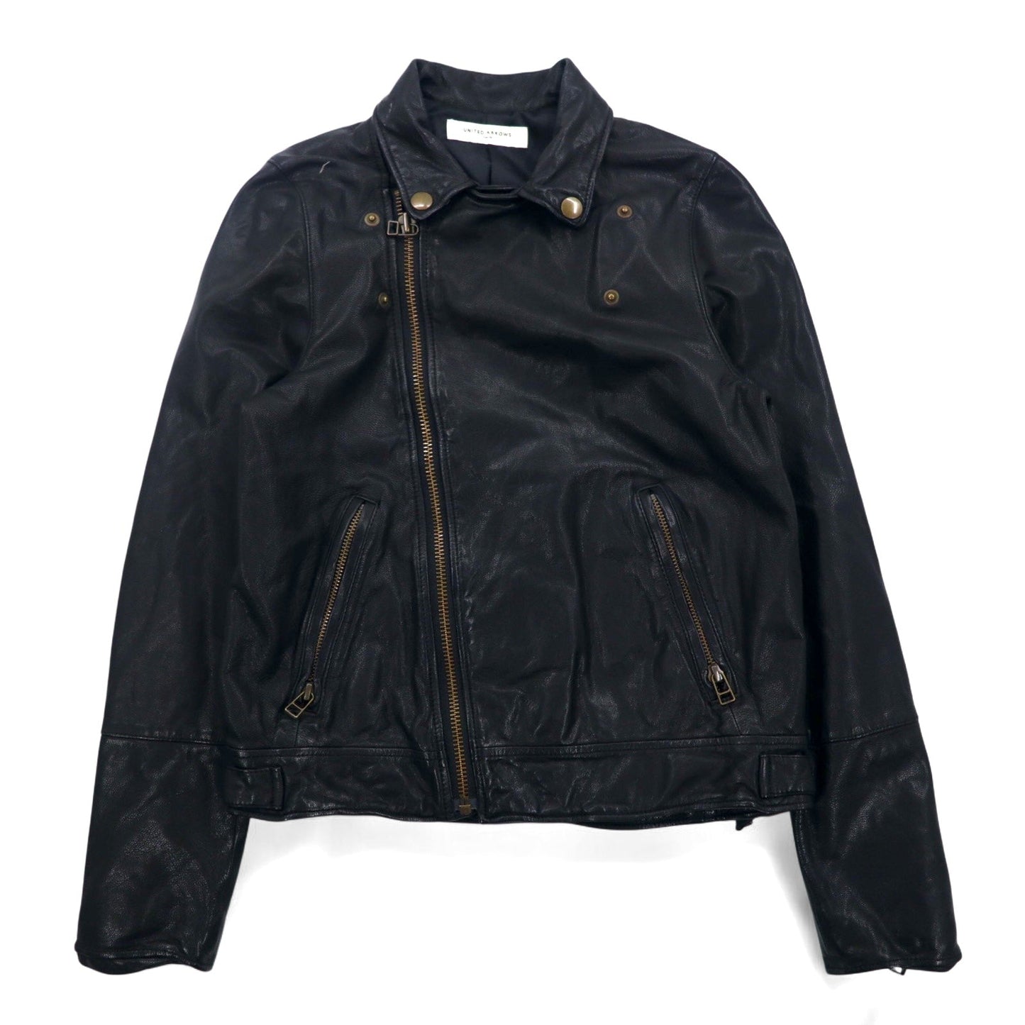 UNITED ARROWS ゴートスキン ダブル ライダースジャケット レザージャケット S ブラック 山羊革 1525-136-2584