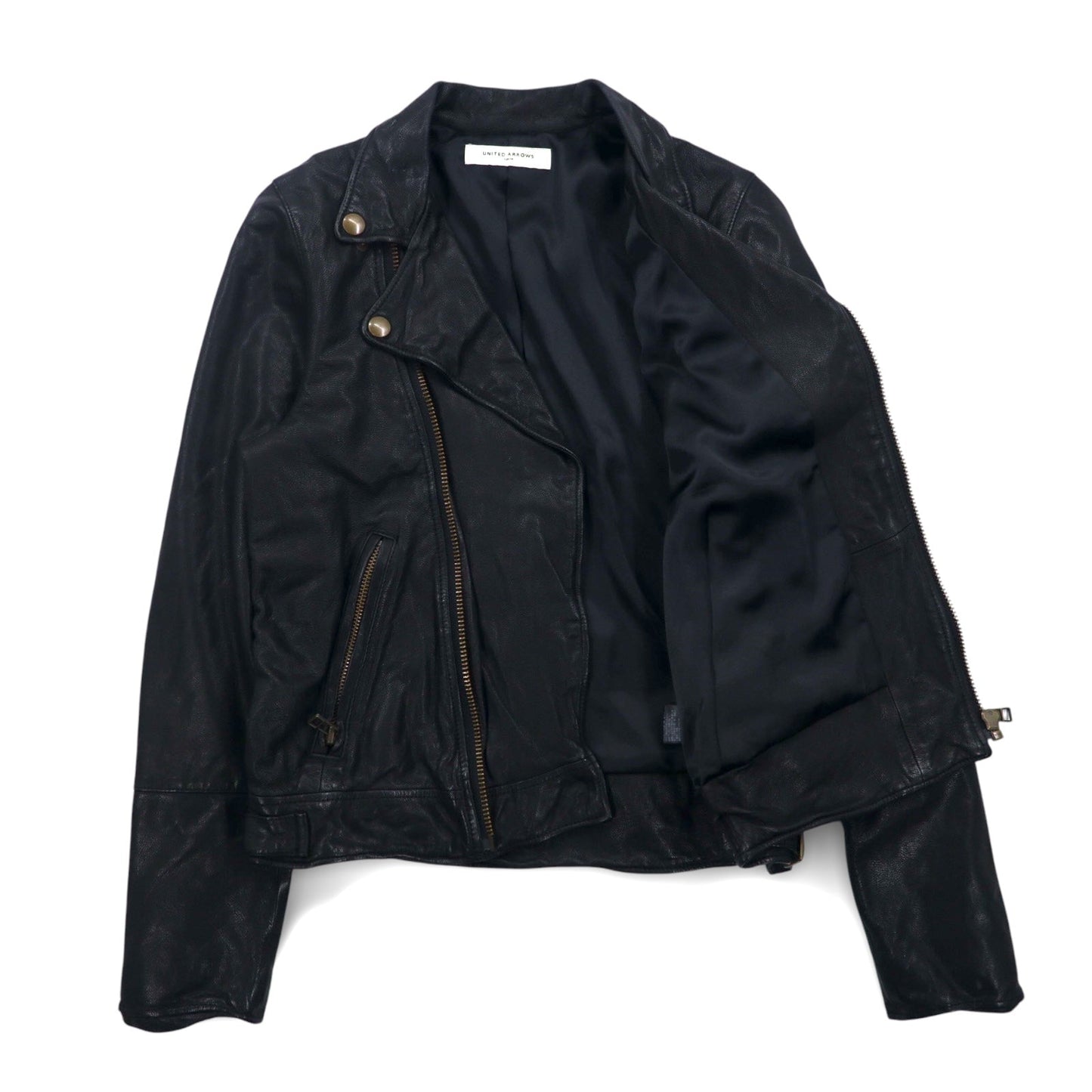 UNITED ARROWS ゴートスキン ダブル ライダースジャケット レザージャケット S ブラック 山羊革 1525-136-2584