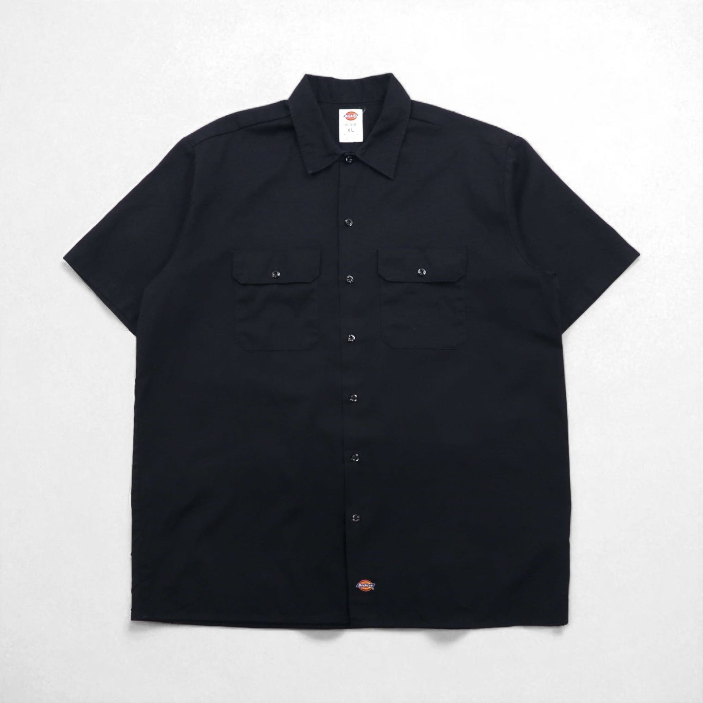 Dickies 半袖 ワークシャツ XL ブラック ポリエステル コットン ダブルポケット メキシコ製