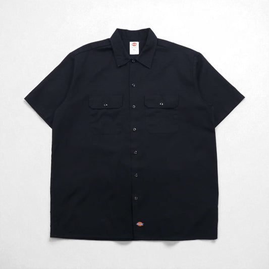 Dickies 半袖 ワークシャツ XL ブラック ポリエステル コットン ダブルポケット メキシコ製