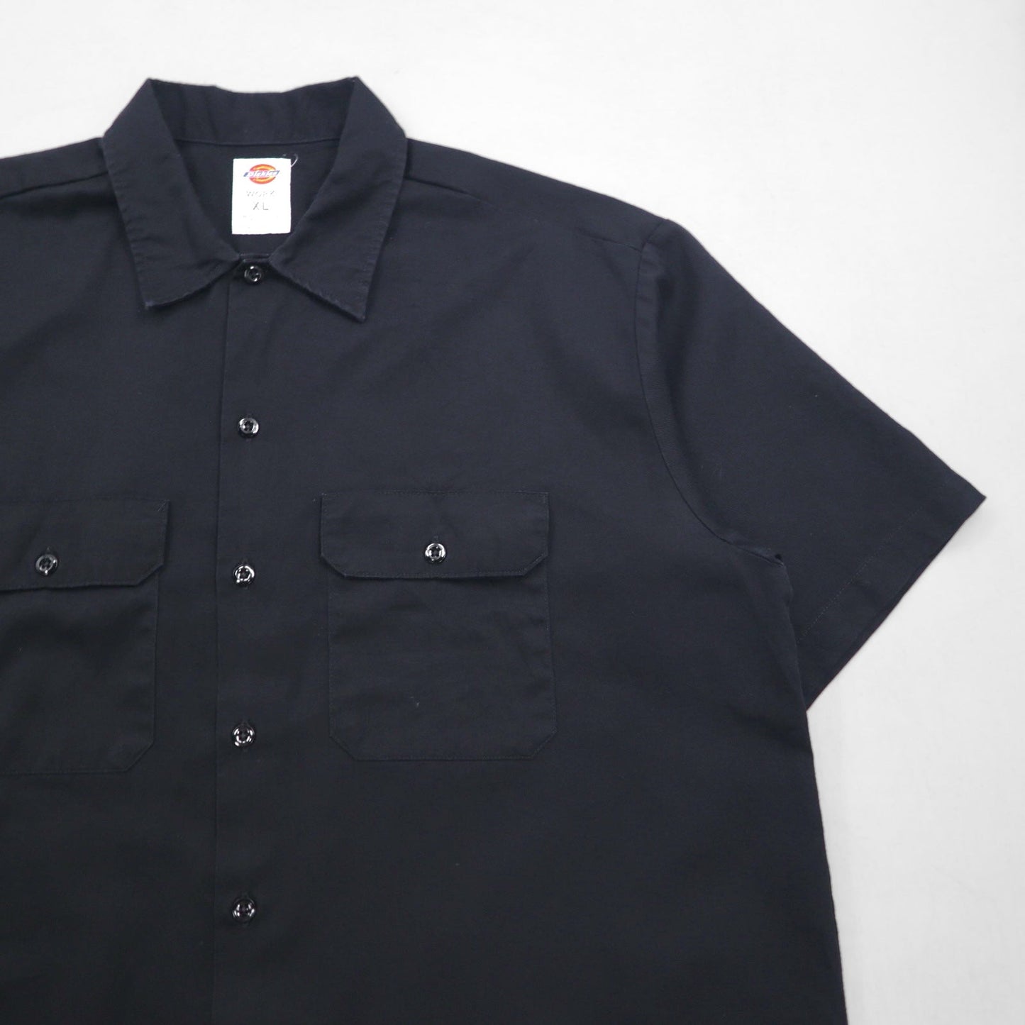 Dickies 半袖 ワークシャツ XL ブラック ポリエステル コットン ダブルポケット メキシコ製