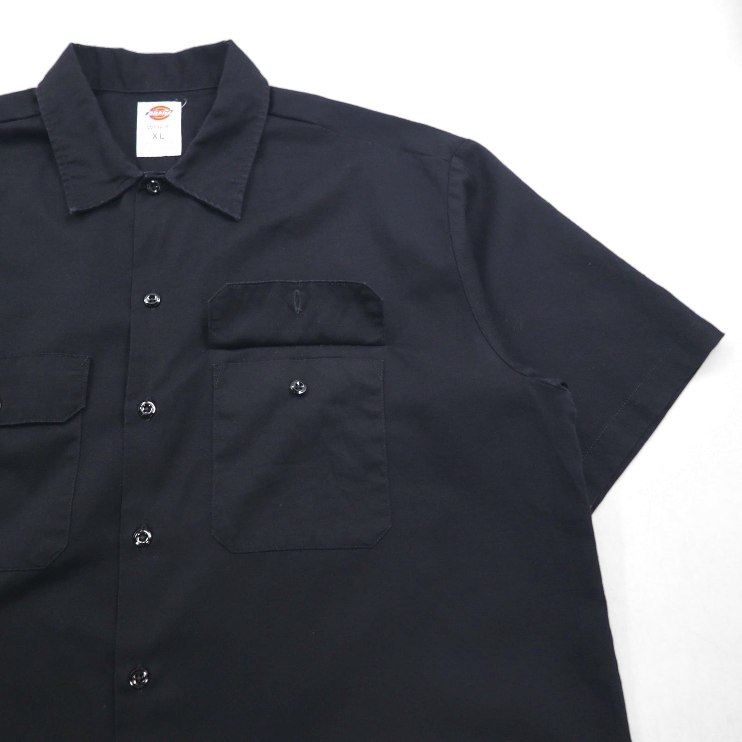Dickies 半袖 ワークシャツ XL ブラック ポリエステル コットン ダブルポケット メキシコ製
