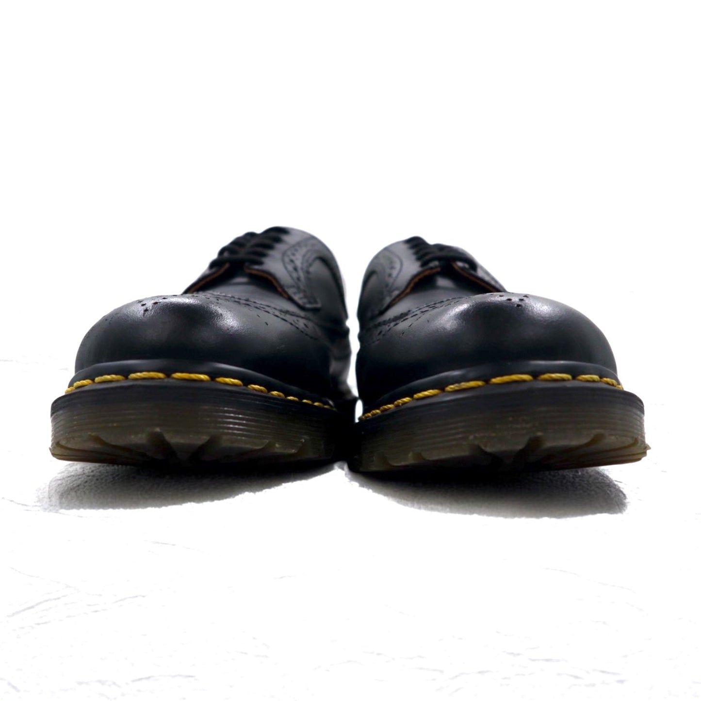 Dr.Martens イエローステッチ ブローグ シューズ 26cm ブラック レザー ウィングチップ 3989