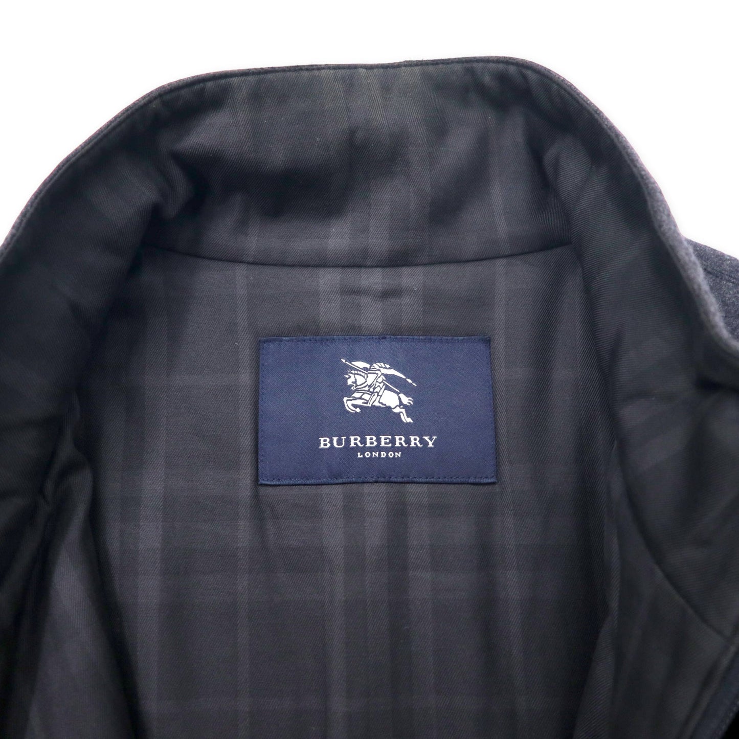 BURBERRY リバーシブル ライナージャケット L グレー ウール ノバチェック ドローコード 日本製