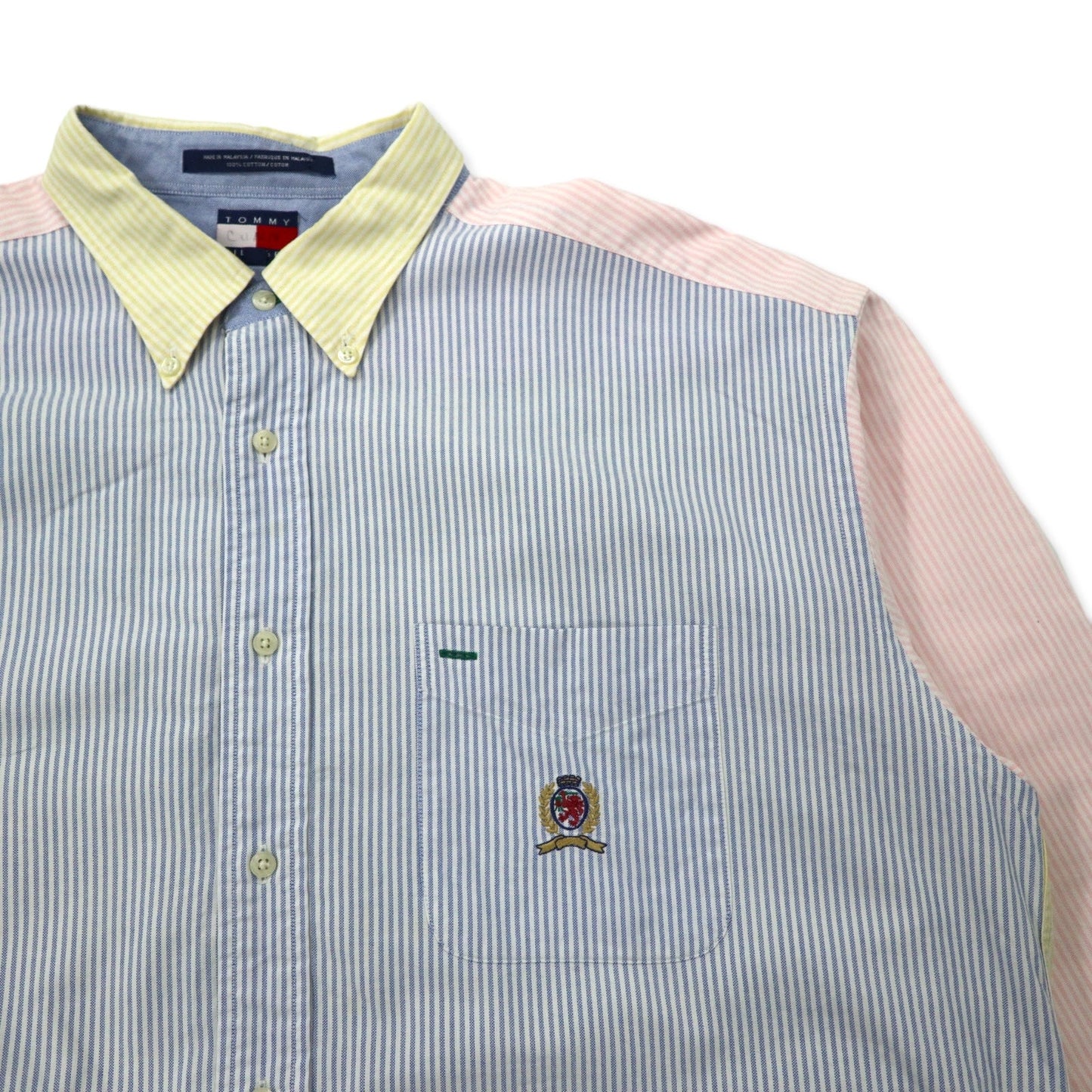 TOMMY HILFIGER 90年代 マルチストライプ オックスフォード ボタンダウンシャツ XL マルチカラー コットン ワンポイントロゴ刺繍 ビッグサイズ